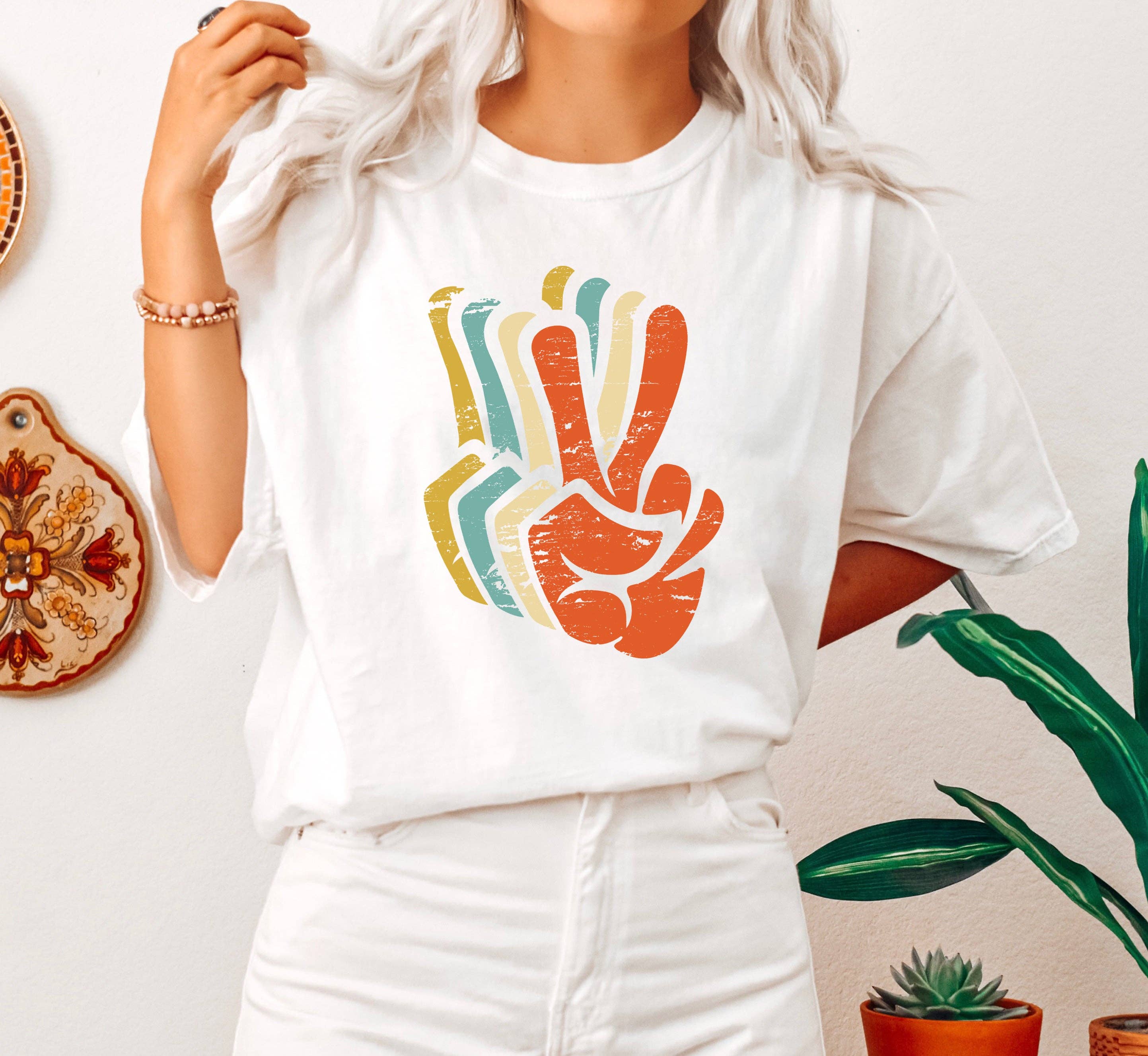 Retro Colors Peace T-Shirt Hoodie, Sweatshirt | PodTeesHub.com