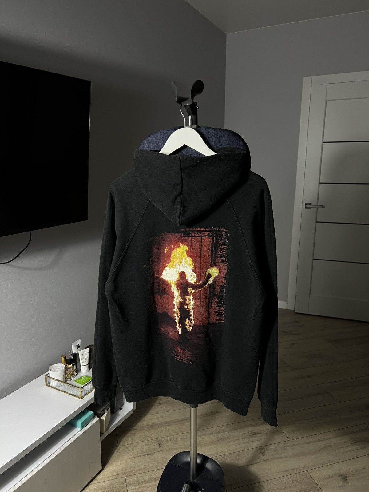 Band Tees Vintage 90s Rammstein Burning Man Band Rock Graphic Hoodie Sweatshirt | PodTeesHub.com