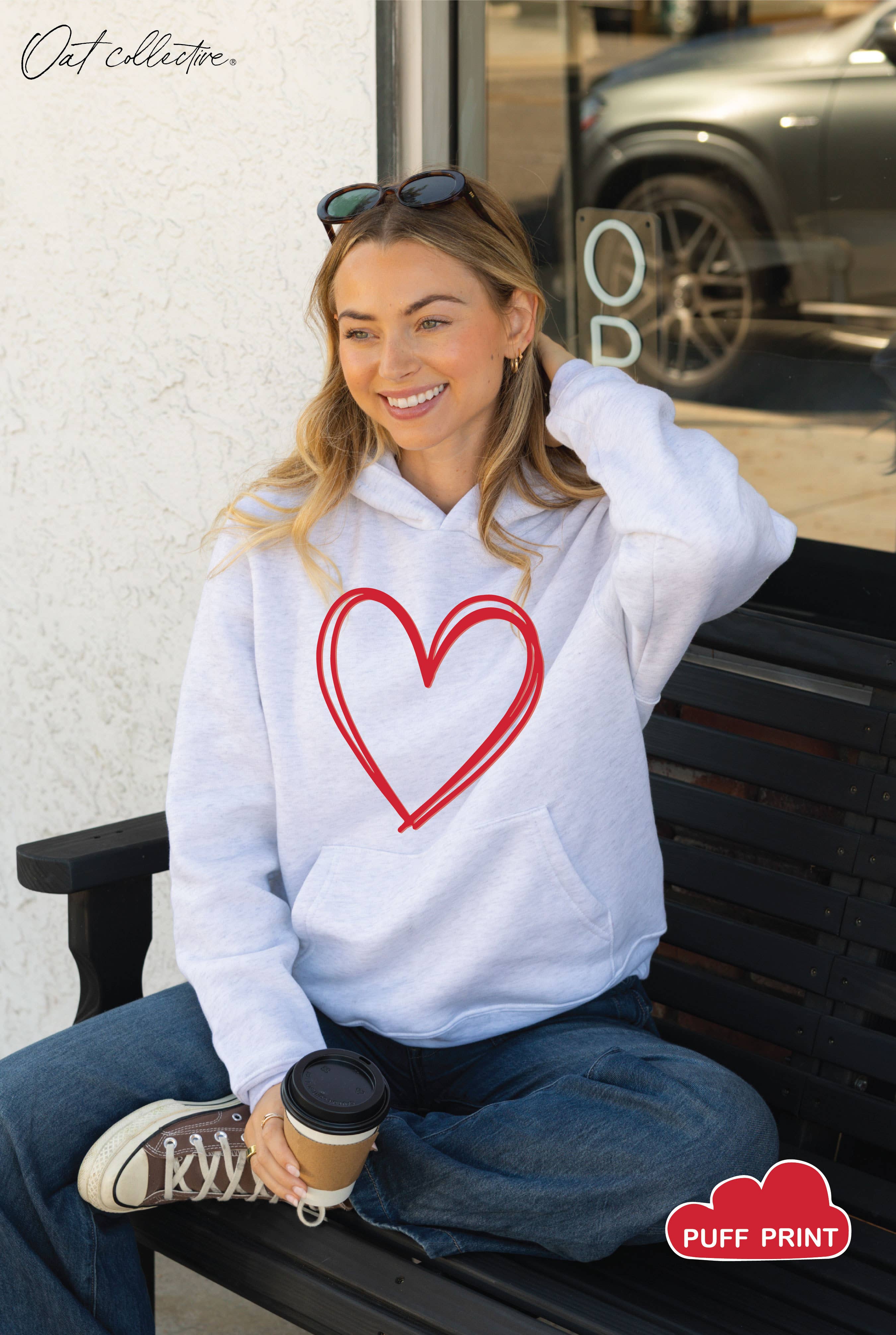 Heart Puff Hoodie Pullover Sweatshirt T-Shirts | PodTeesHub.com