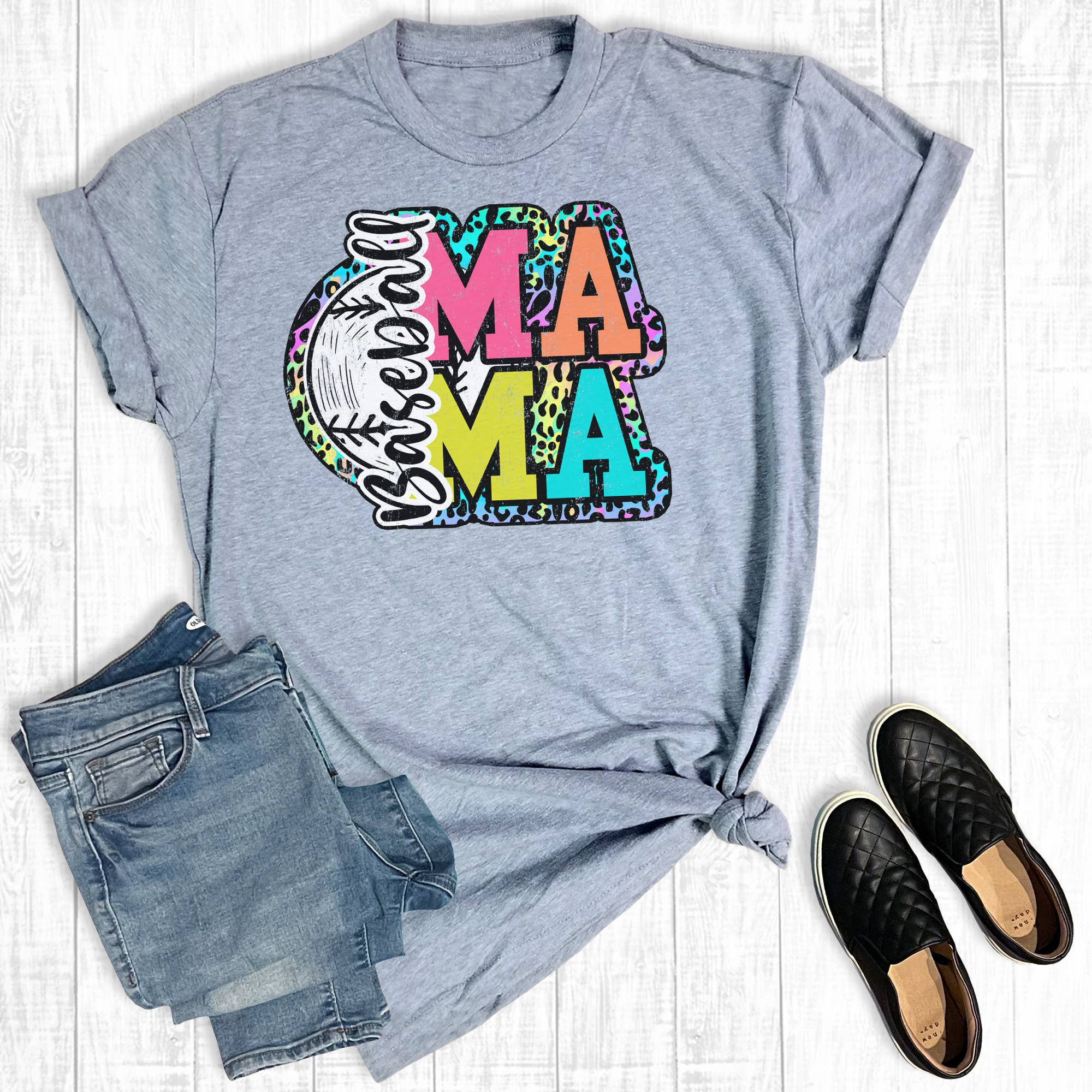 Tie Dye Leopard Baseball Mama Graphic Tee Hoodie, Sweatshirt | PodTeesHub.com