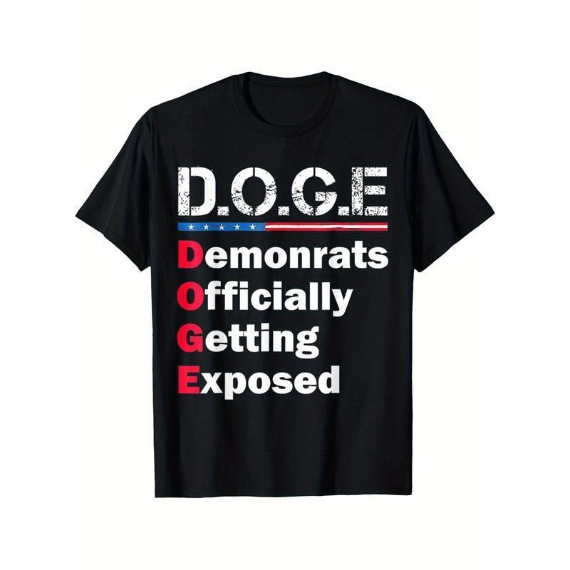 1pc Doge Democrats Officially Getting Exposed Graphic T-Shirt - Soft 100% Cotton Casual Round Neck Tee for Men & Women