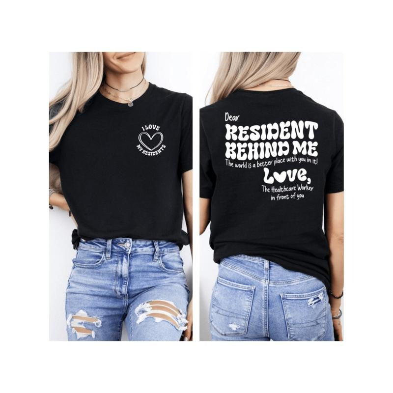 1pc Women's Resident Me Heart T-Shirt 95 Cotton Crew Neck Short Sleeve Casual Top For Healthcare Workers Durable Knit...