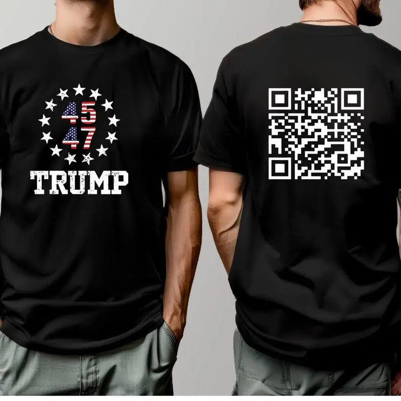 2 Sides Trump Dance QR Code T-Shirt, Viral Trump Dance YMCA QR Code T-Shirt, MAGA 2024 Shirt, Gifts, Gift For Her, Gift...