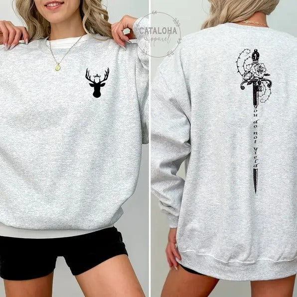 2 Slide Design, You do not yield sweatshirt, Two side Acotar shirt, throne Of Glass sweatshirt, Kingdom Of Ash, A Court...