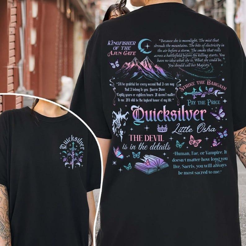 2 Slides, Quicksilver Book T-Shirt, Fantasy Bookish Merch, Inspired Callie Hart, Kingfisher Shirt, Romantasy Bookish...
