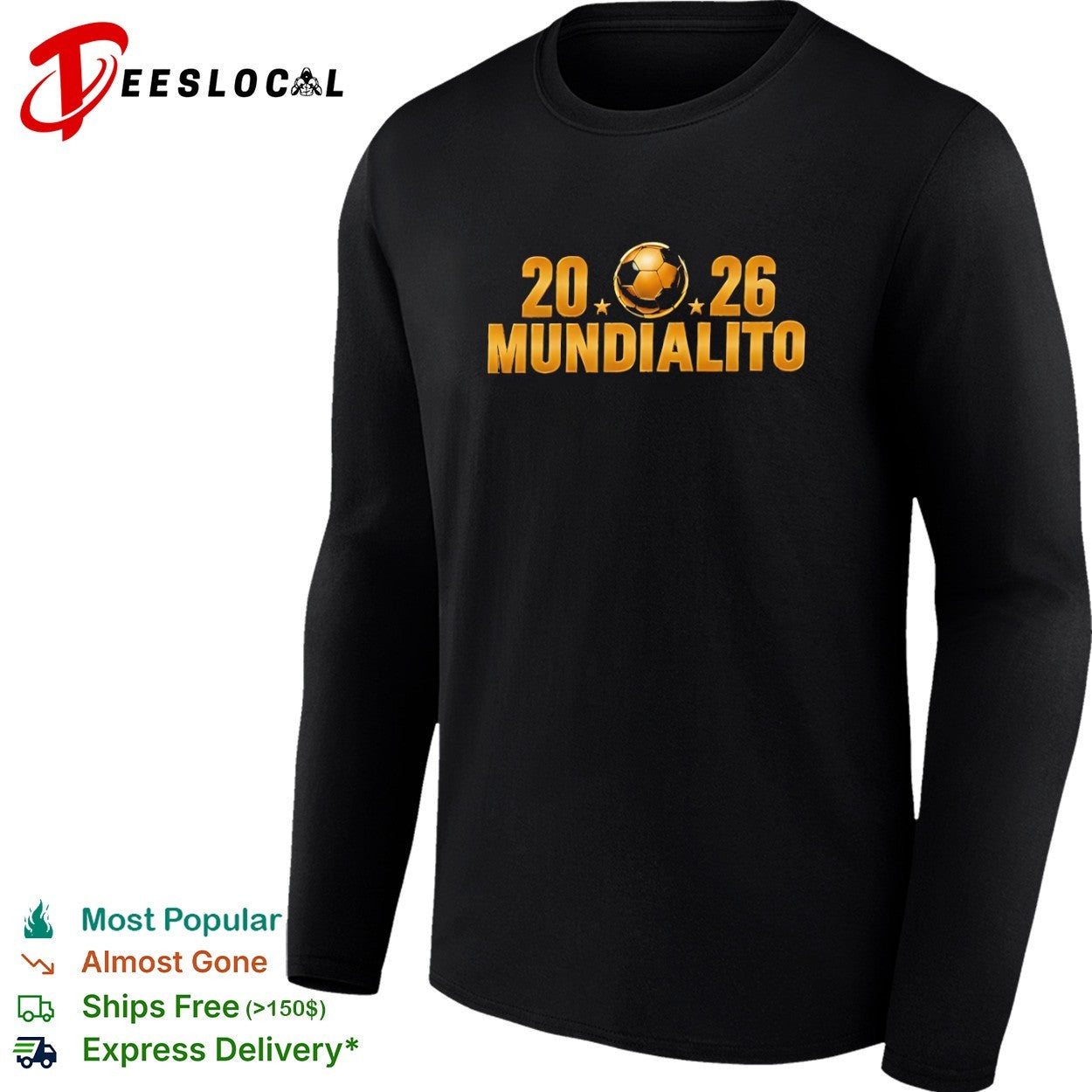 20 26 Mundialito Soccer Gold Emblem 2026 World Cup Tournament Logo Shirt