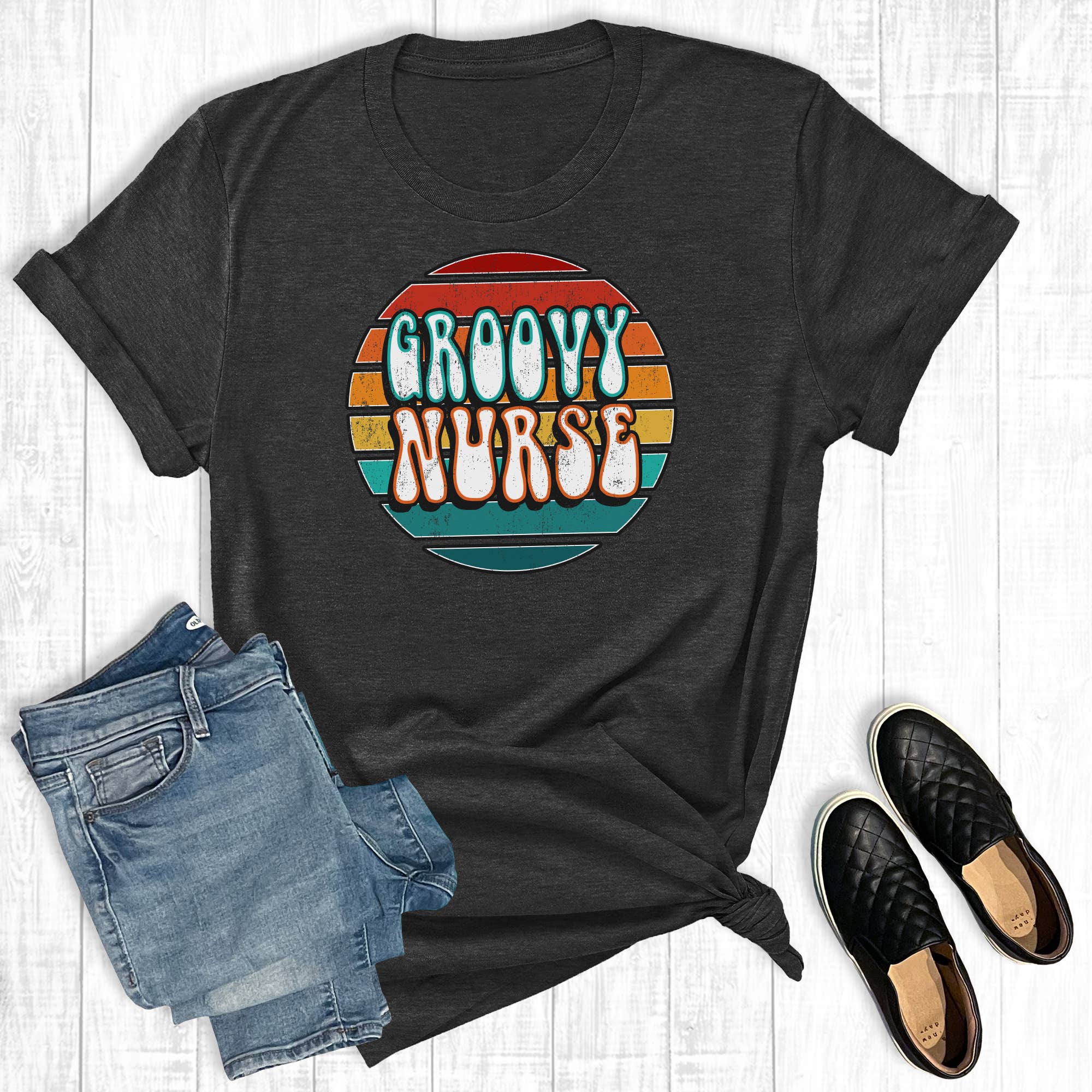 Groovy Nurse Graphic Tee Hoodie, Sweatshirt | PodTeesHub.com