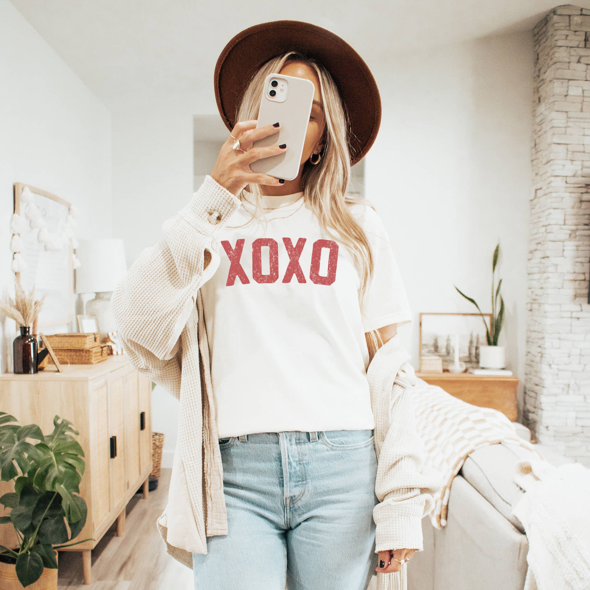 Xoxo Graphic Tee (Ivory) Valentine Tee, Valentine's Shirt Hoodie, Sweatshirt | PodTeesHub.com