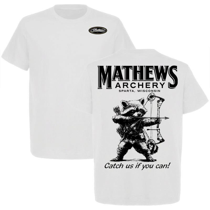 2025 Mathews Archery Raccoon Catch us if You Can T-shirt, Hunting Season T-Shirt, Gift for Archery Hunting Lovers,...