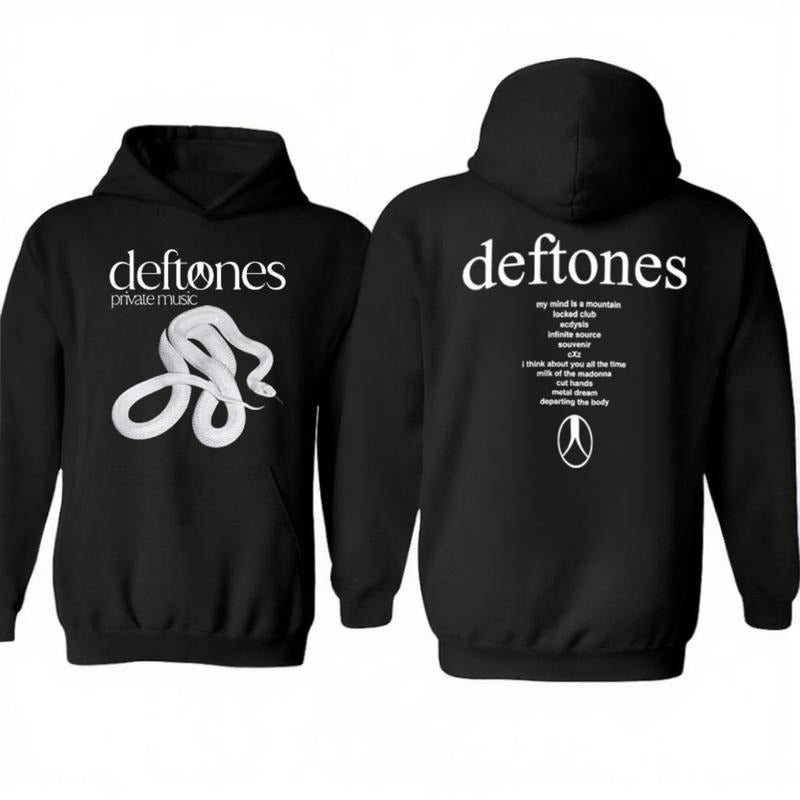 2025 Rock Band Deftoness Private Music Album Snake 2 Sides Hoodie, Nu Metal Merchandise, Alt Rock Grungy Shirt, Unisex...