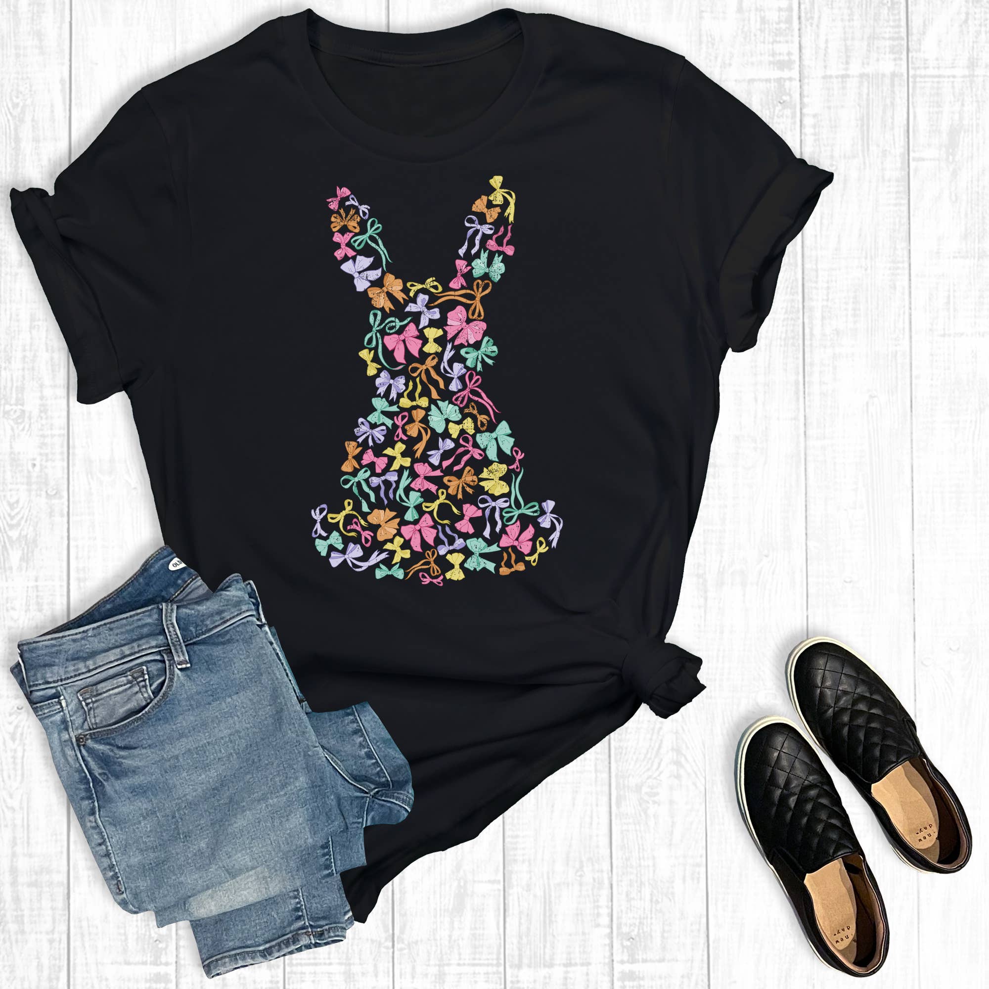 Coquette Bows Easter Bunny Graphic Tee Hoodie, Sweatshirt | PodTeesHub.com