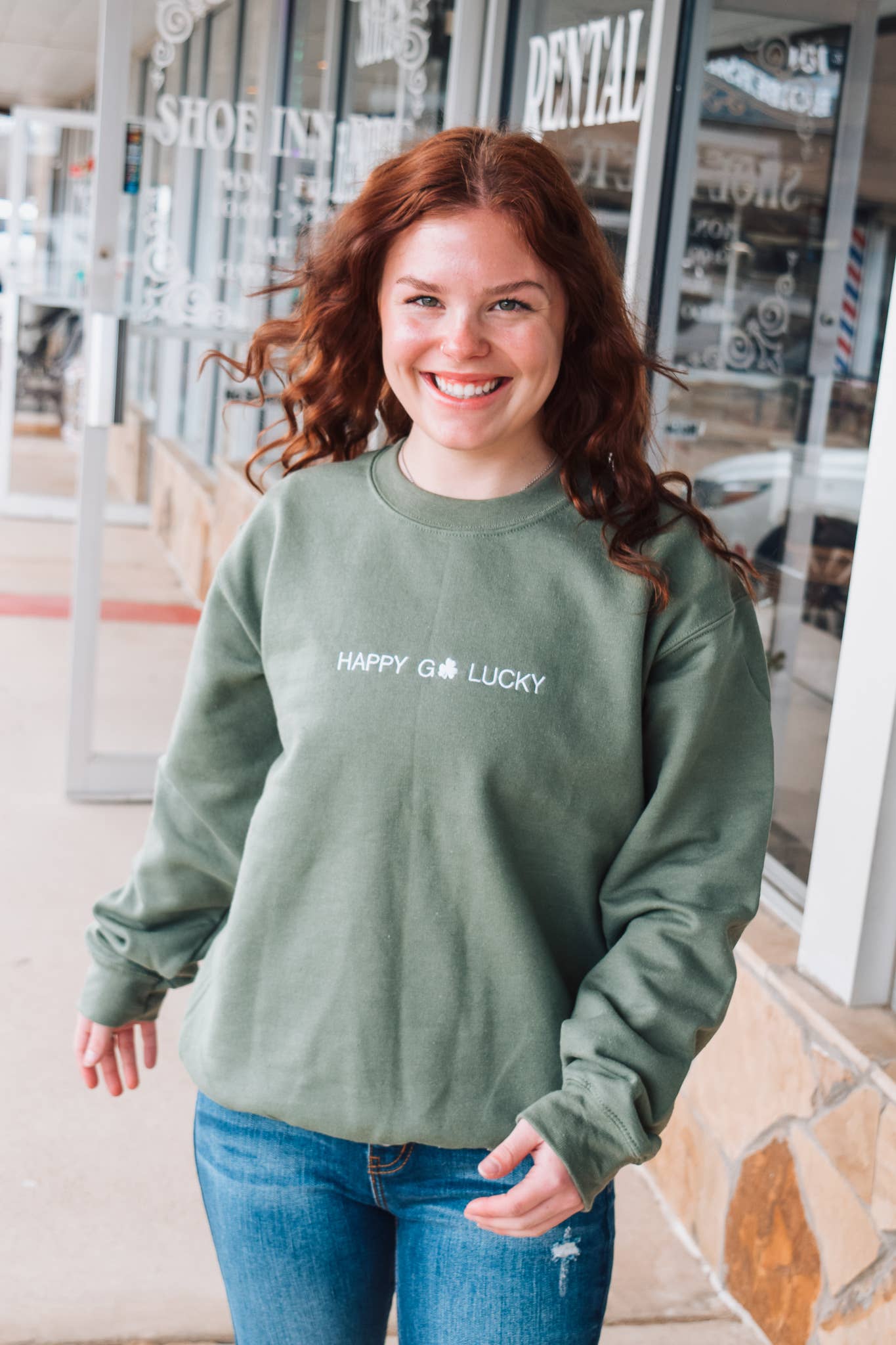 Happy Go Lucky Embroidered Sweater T-Shirts, Hoodie, Sweatshirt | PodTeesHub.com