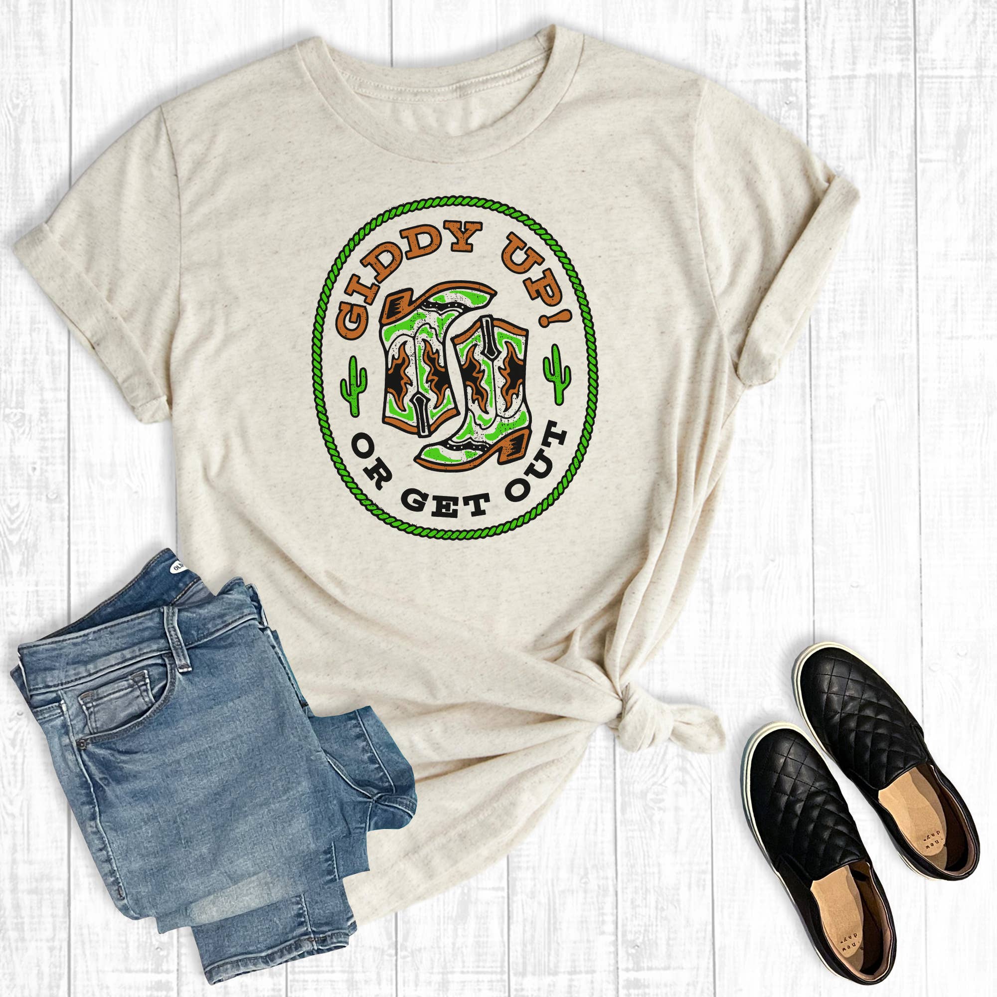 Funny Western Get  Up and Get Out Graphic Tee Hoodie, Sweatshirt | PodTeesHub.com