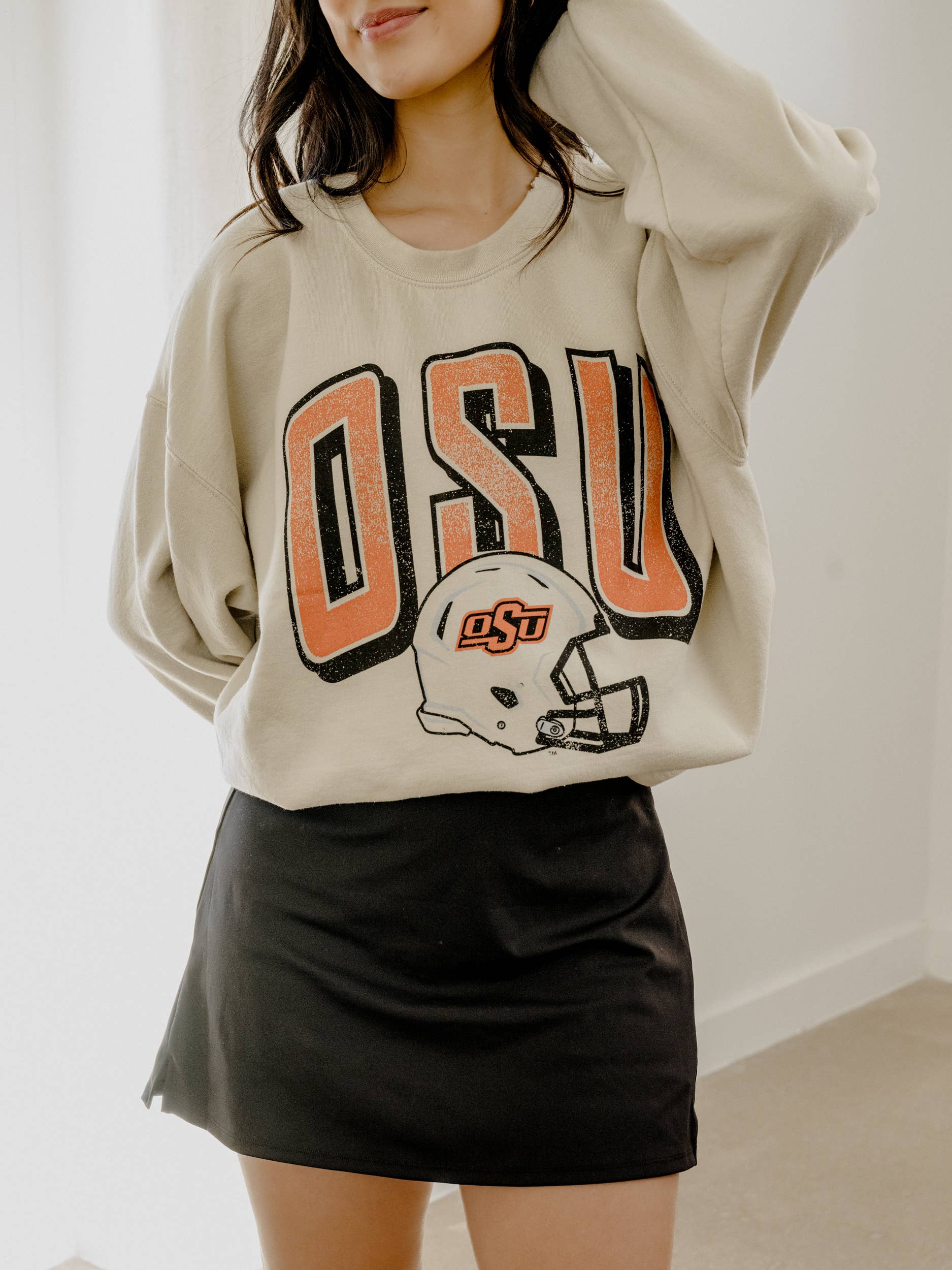 Osu Cowboys Helmet Fade Sand Thrifted Sweatshirt T-Shirts, Hoodie | PodTeesHub.com