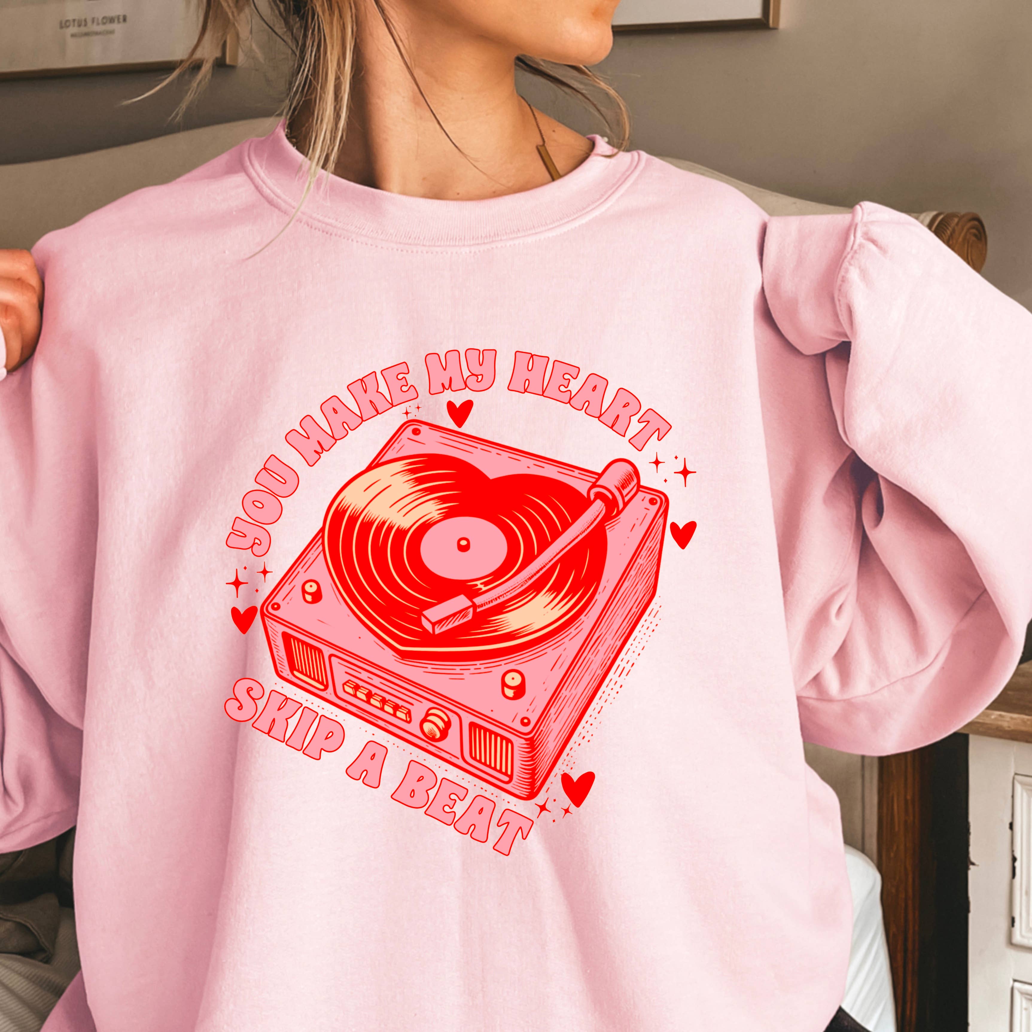 Heart Skip A Beat Valentine’S Day Sweatshirt | Gildan Brand T-Shirts, Hoodie | PodTeesHub.com