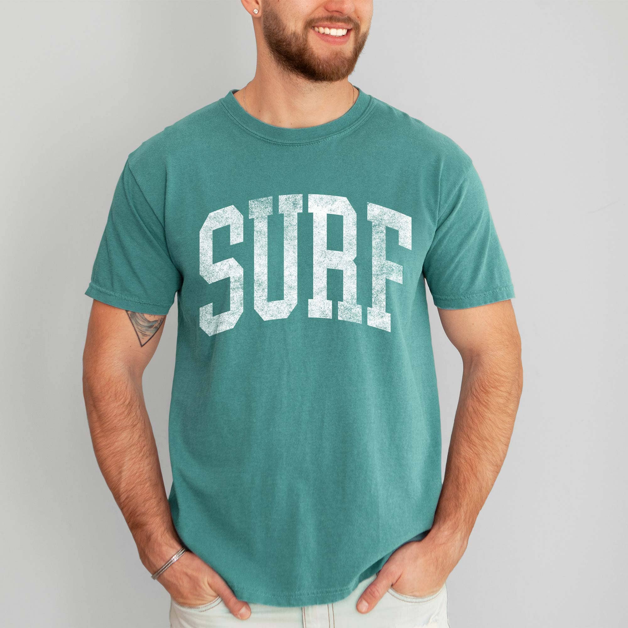Surf Garment Dyed Comfort Colors Beach Tee Hoodie, Sweatshirt | PodTeesHub.com