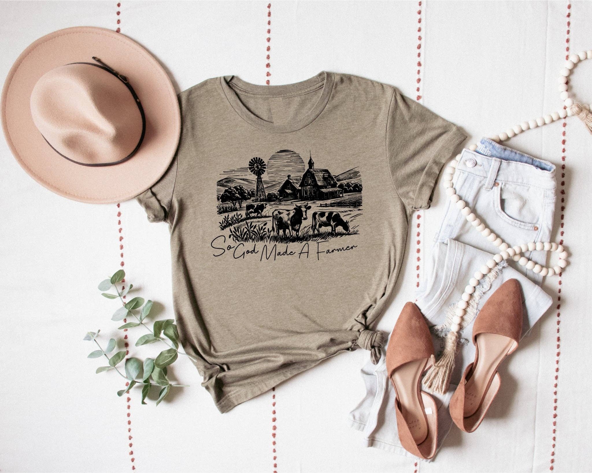 God Made Farmer Tultex Olive Western Graphic Tee Free Ship Hoodie, Sweatshirt | PodTeesHub.com