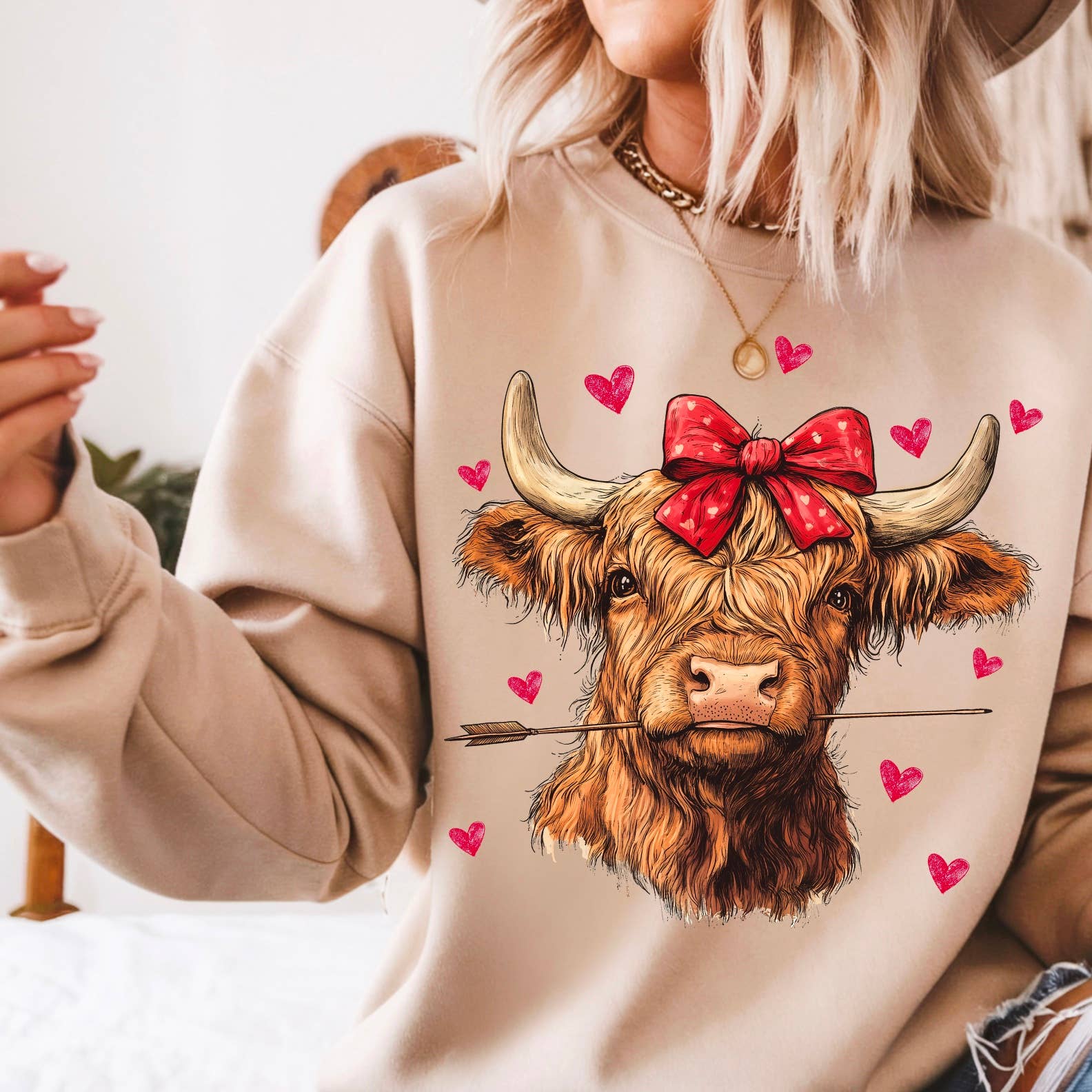 Valentine's Day Sweatshirt  | Highland Cow T-Shirts, Hoodie | PodTeesHub.com