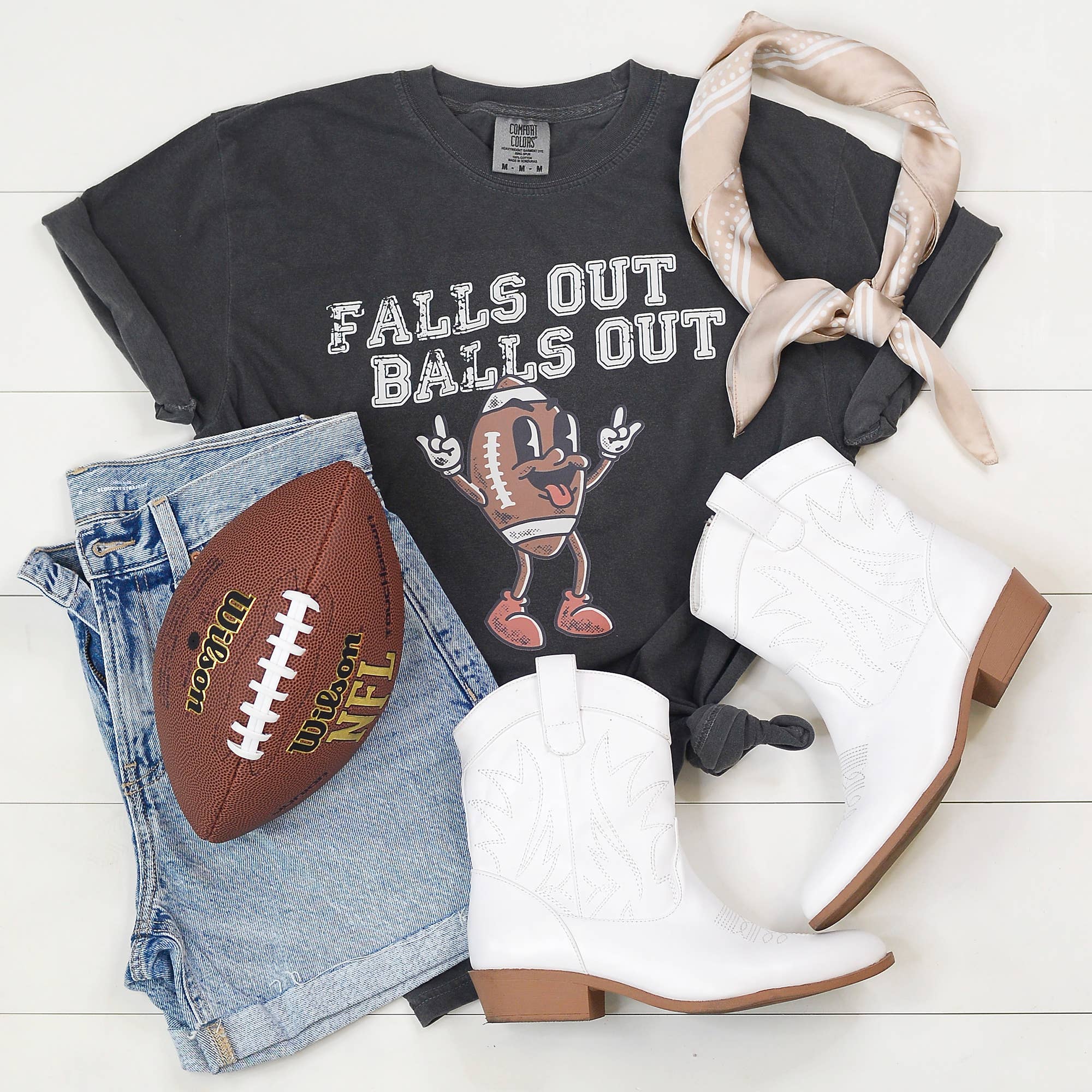 Falls Out Balls Out Funny Graphic Tee, Game Day, Football Hoodie, Sweatshirt | PodTeesHub.com