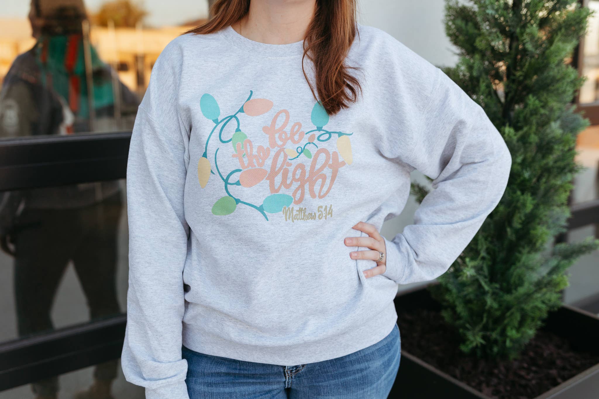 Be the Light Christmas Sweatshirt - Graphic Sweatshirt T-Shirts, Hoodie | PodTeesHub.com
