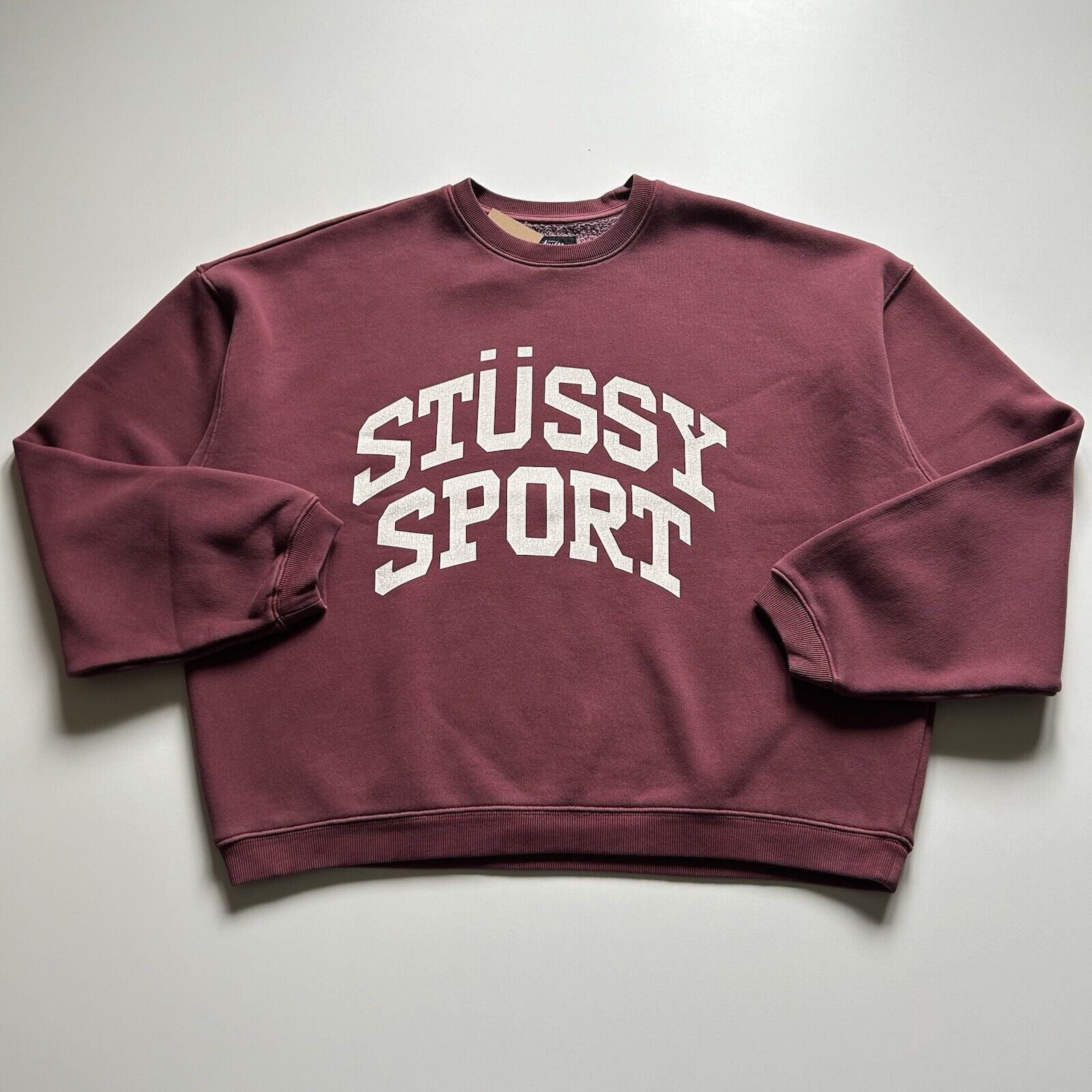 Vintage Stussy Sport Big Crackle Graphic Crewneck Sweatshirt Medium T-Shirts, Hoodie | PodTeesHub.com