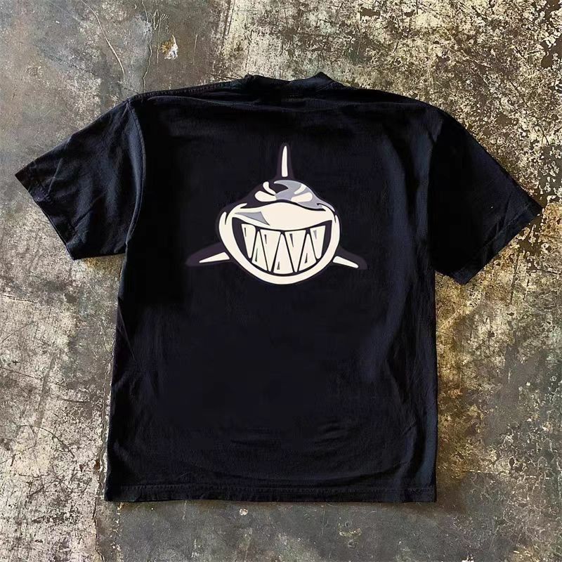 Vintage Black Casual Retro Shark Print T-Shirts, Hoodie, Sweatshirt