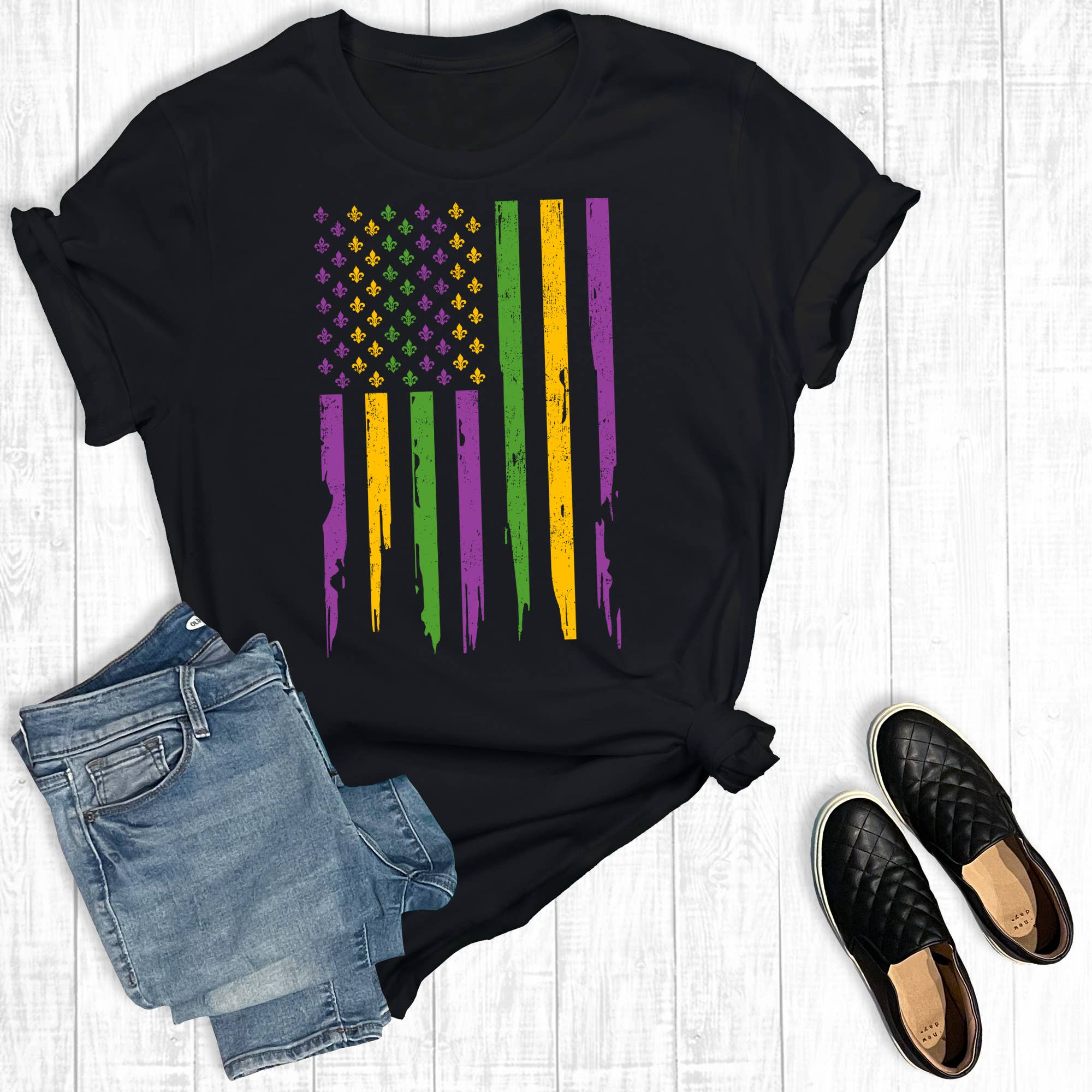 Mardi Gras Flag Graphic Tee Hoodie, Sweatshirt | PodTeesHub.com