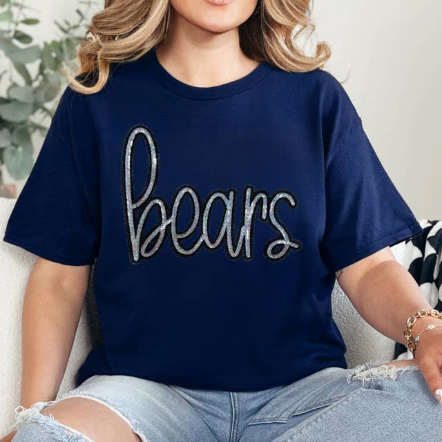 Bears Sequin Patch Navy Everyday Tee Hoodie, Sweatshirt | PodTeesHub.com