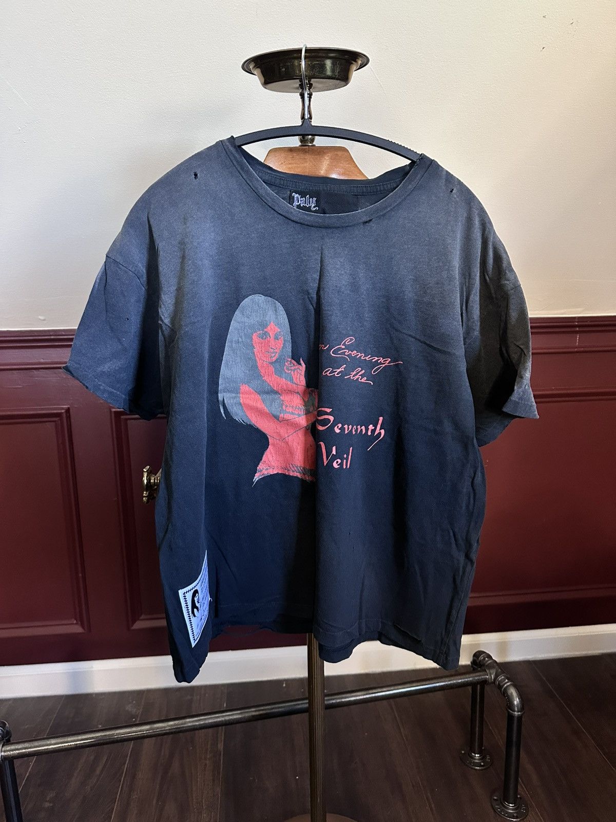 Paly Hollywood Seventh Veil Faded Distressed Patched Graphic T Shirt Hoodie, Sweatshirt | PodTeesHub.com