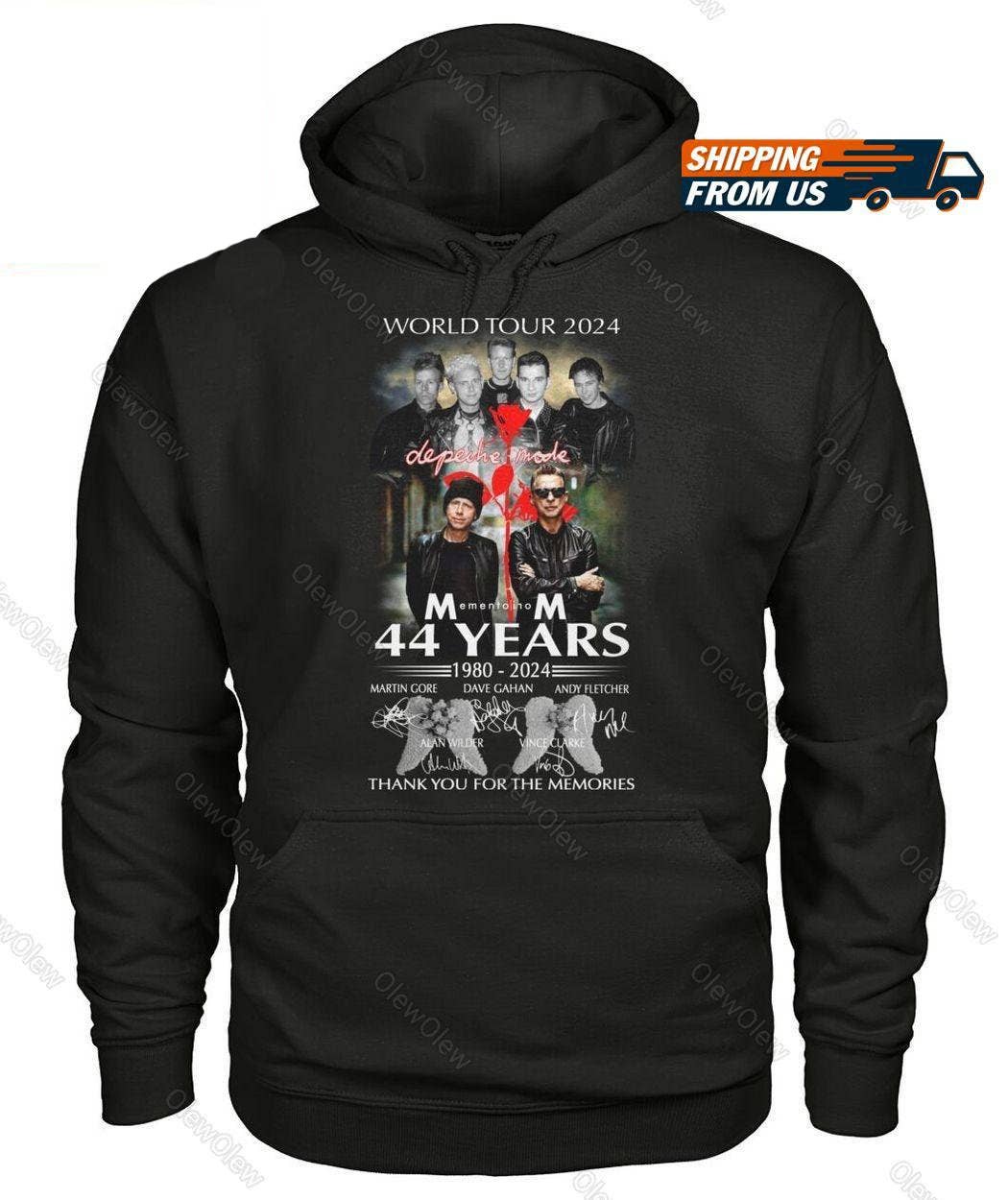 Depeche Mode 44 Years Anniversary World Tour 2024 Hoodie T-Shirts, Sweatshirt | PodTeesHub.com