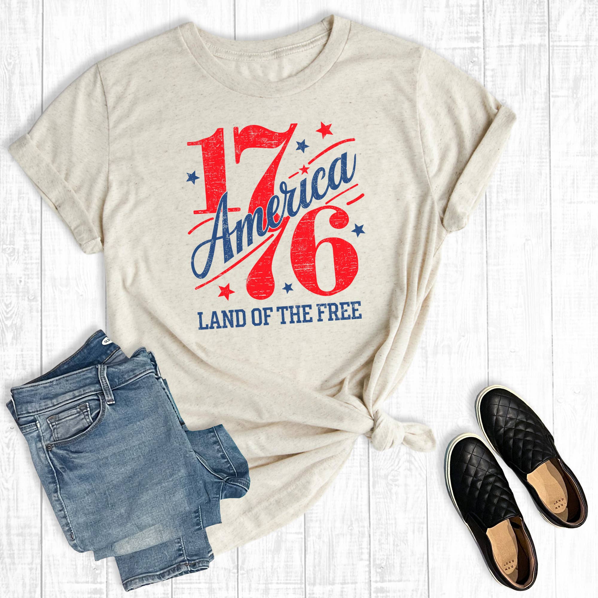Retro 4th of July 1776 Land of the Free Graphic Tee Hoodie, Sweatshirt | PodTeesHub.com