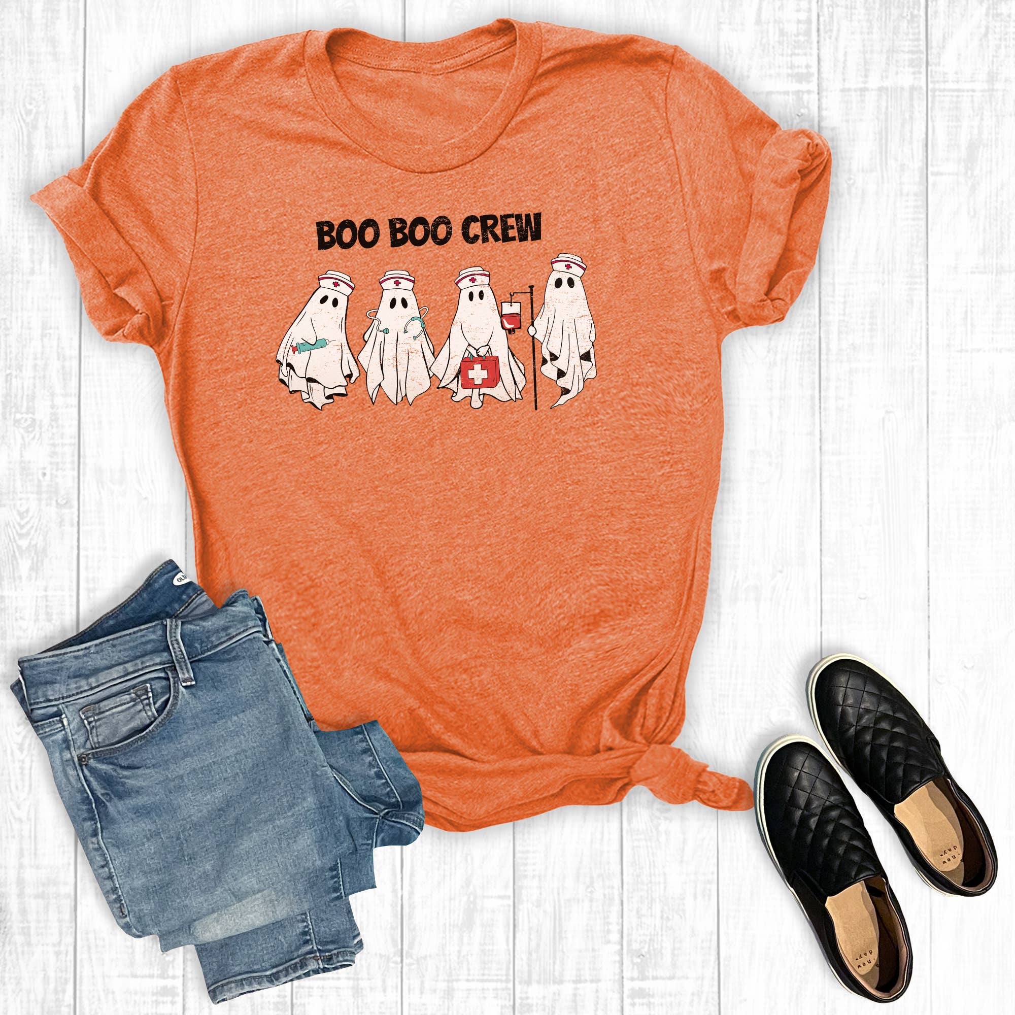 Halloween Nurse Boo Boo Crew Graphic Tee Hoodie, Sweatshirt | PodTeesHub.com