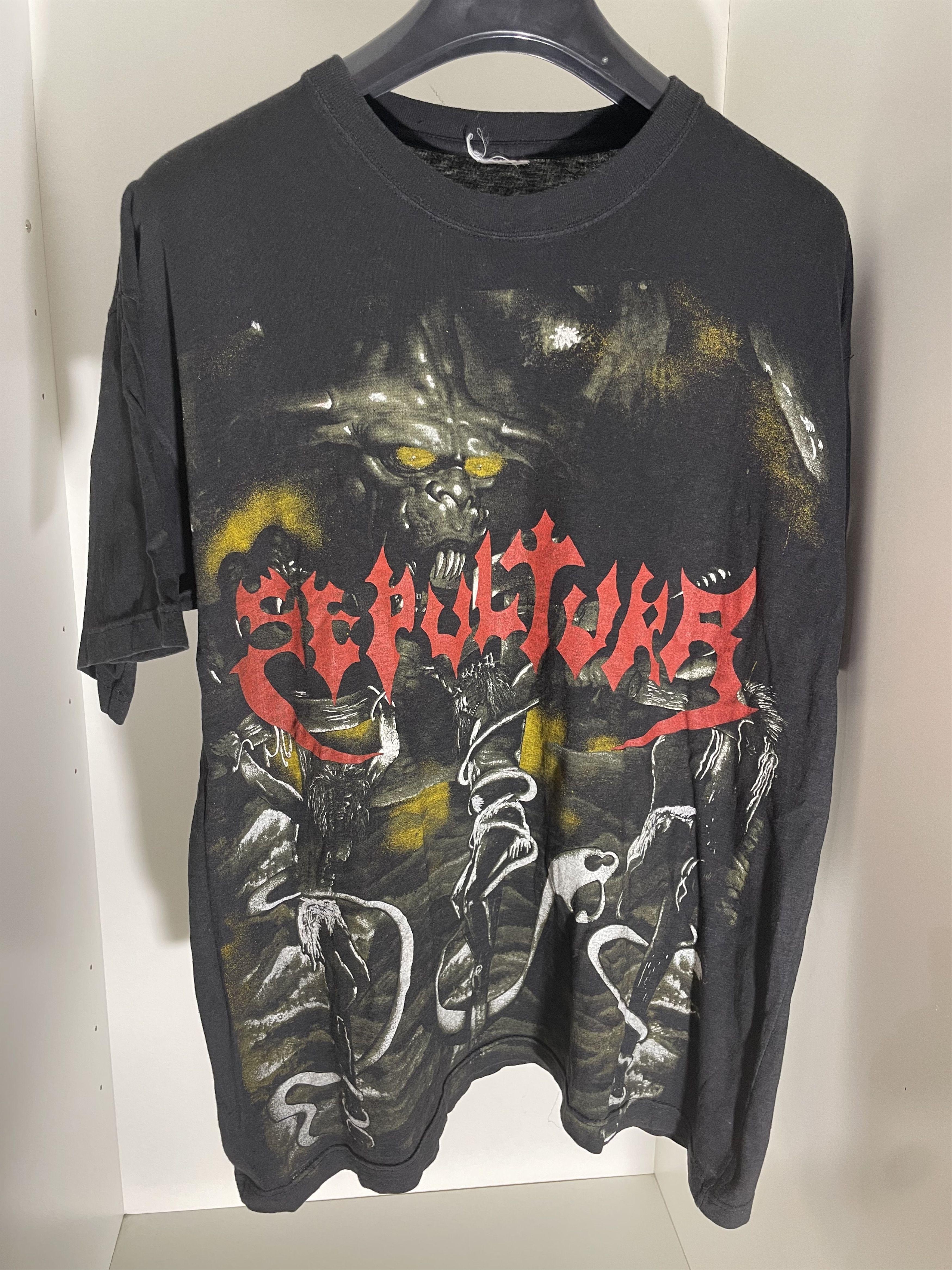 Vintage 90s Sepultura Morbid Visions Aop Tee Hoodie, Sweatshirt | PodTeesHub.com
