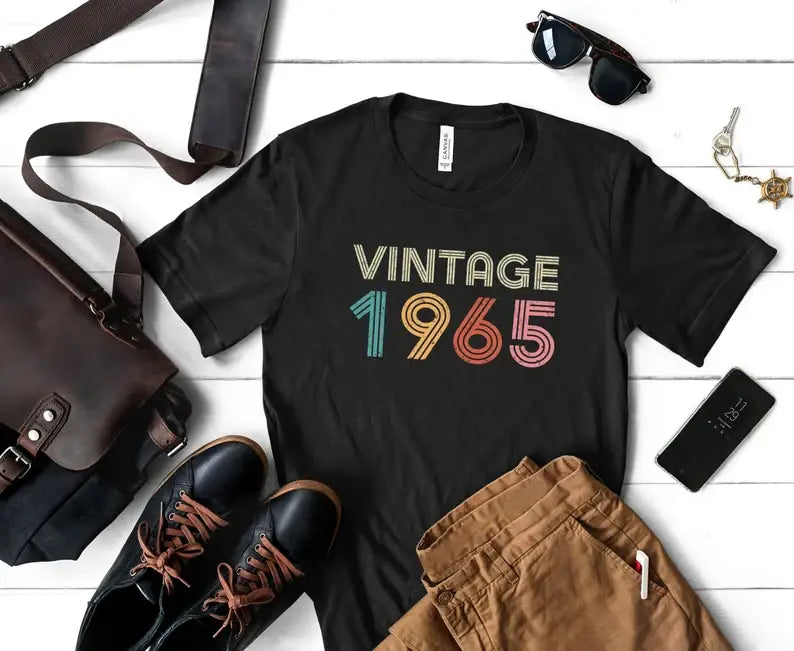 Vintage 1965 T-Shirt, Birthday Gift Idea, Retro Vibes Gift Hoodie, Sweatshirt | PodTeesHub.com