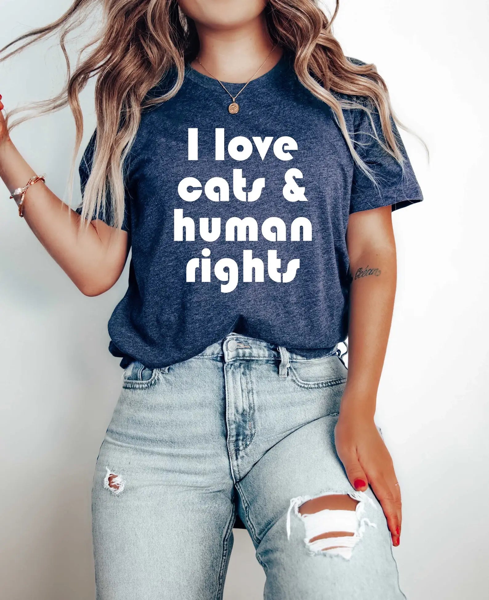 I Love Cats and Human Rights T-Shirt Hoodie, Sweatshirt | PodTeesHub.com