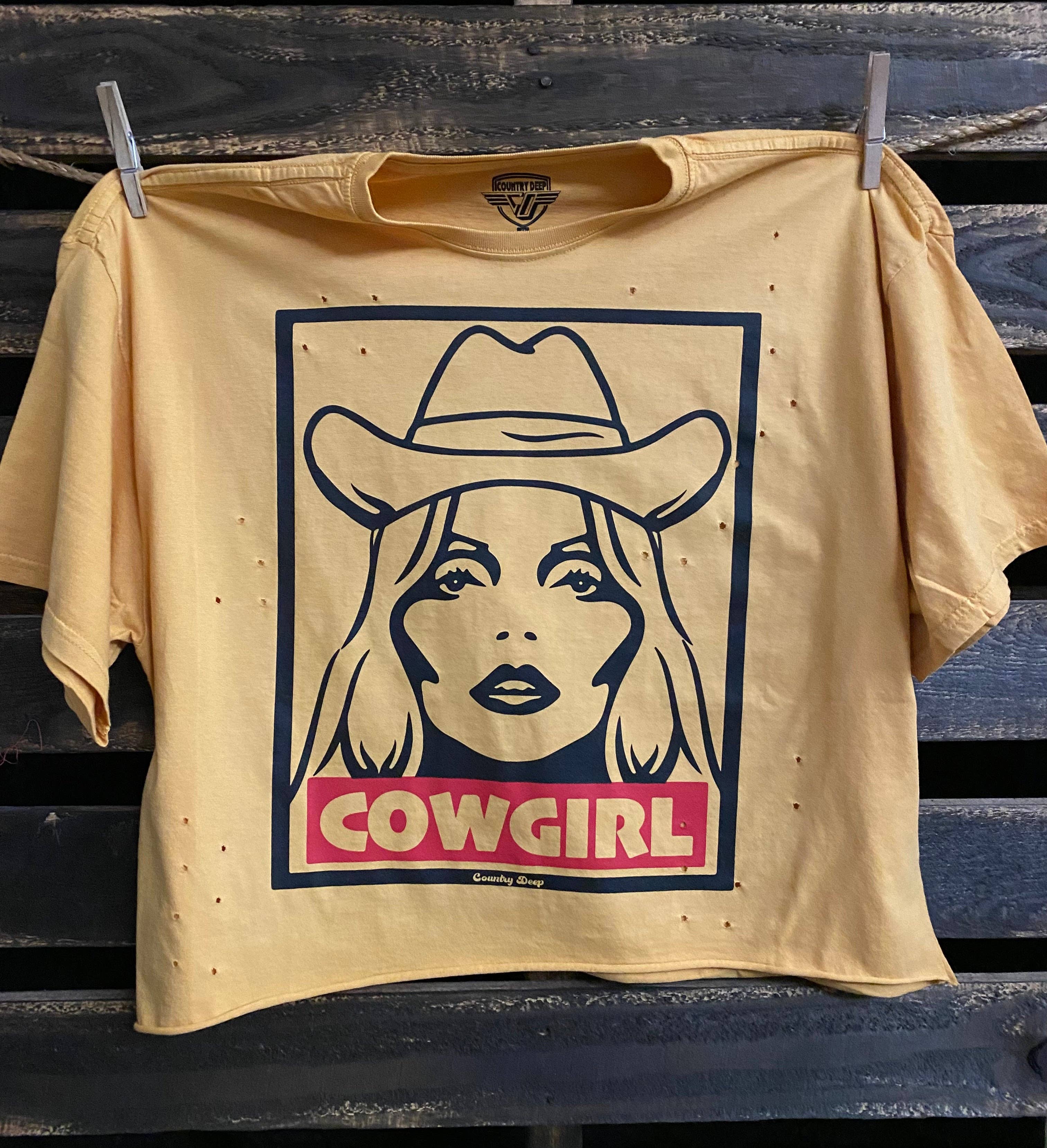 Cowgirl Oversized Cropped Distressed T Shirt Hoodie, Sweatshirt | PodTeesHub.com