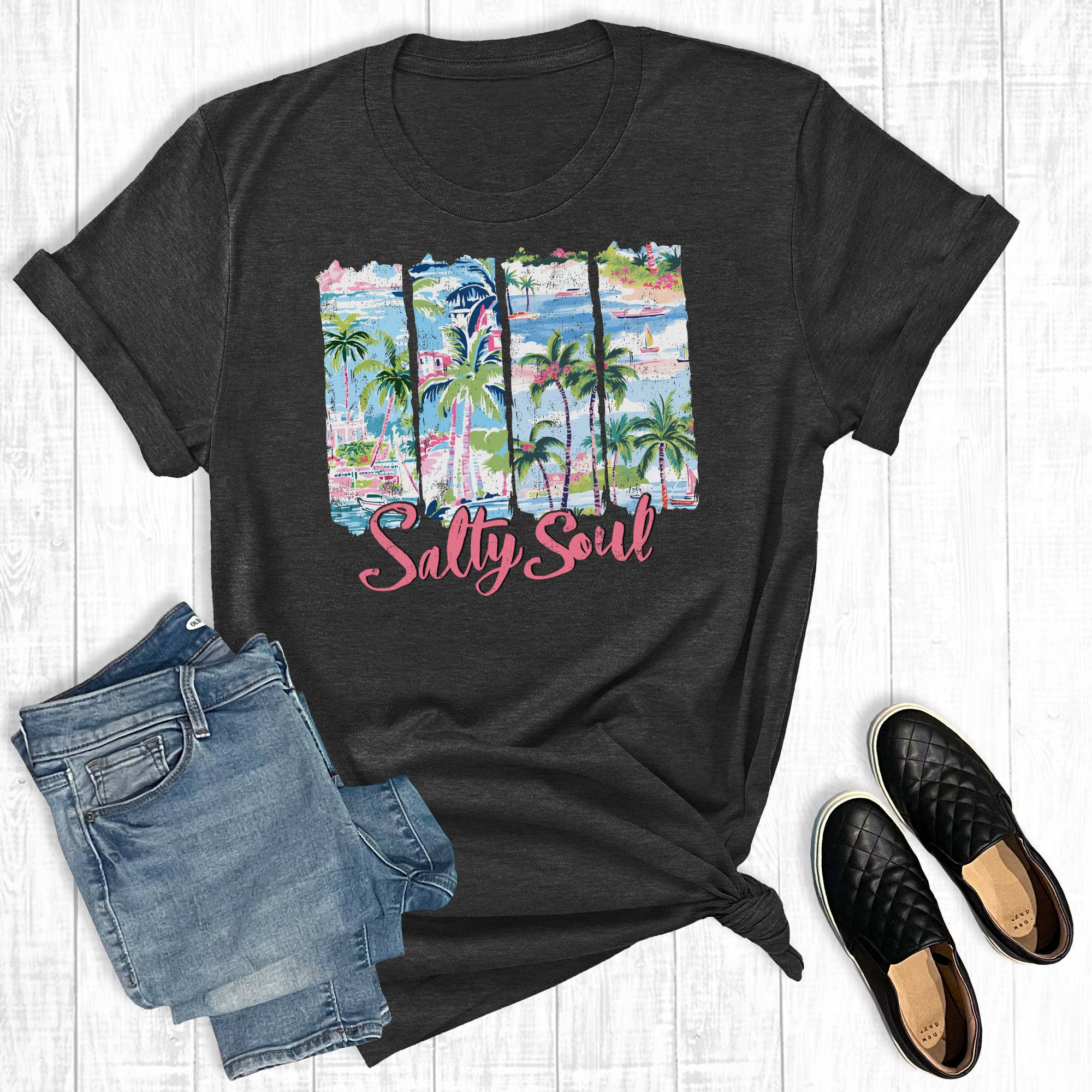 Retro Beach Salty Soul Graphic Tee Hoodie, Sweatshirt | PodTeesHub.com