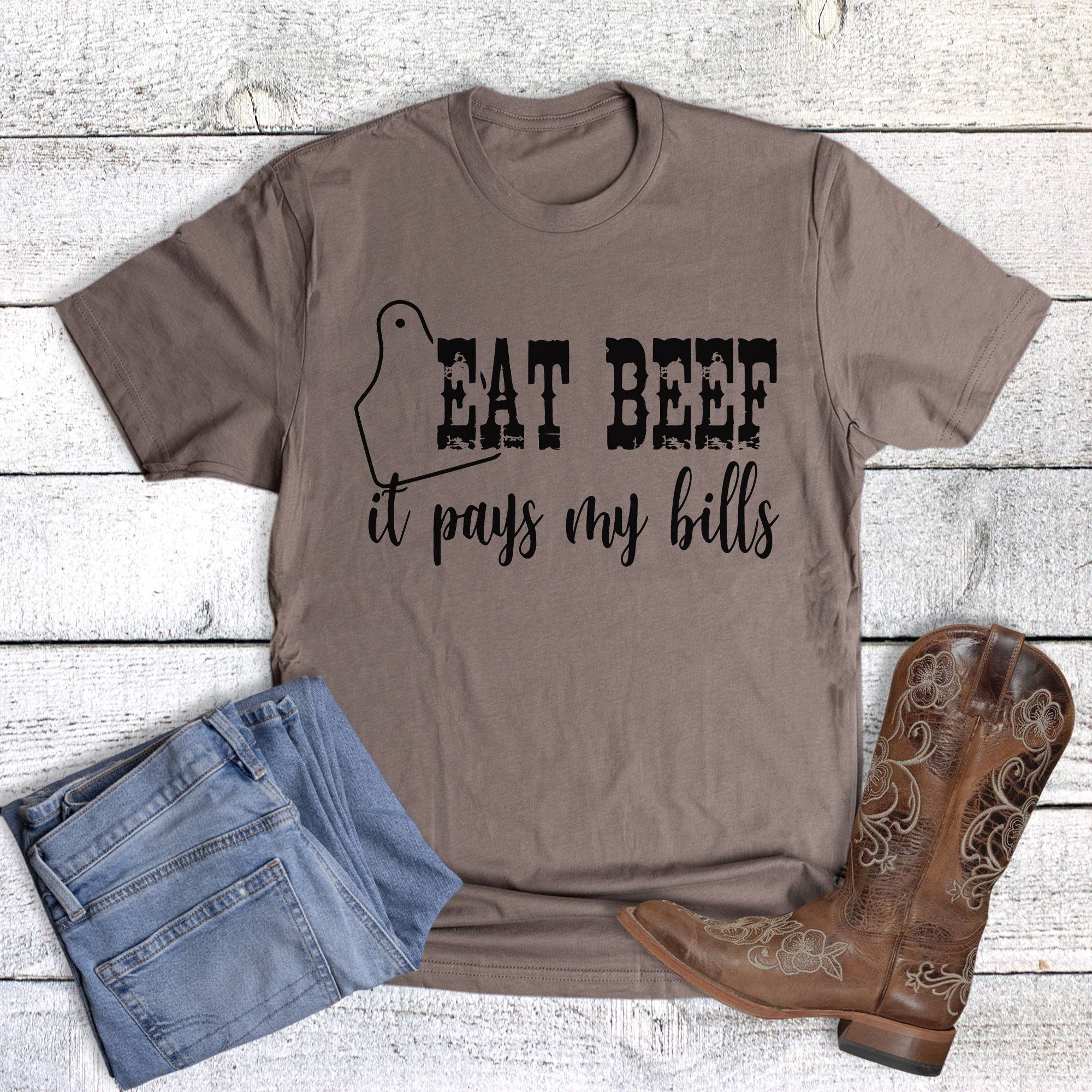 Western Eat Beef It Pays My Bills Graphic Tee Hoodie, Sweatshirt | PodTeesHub.com