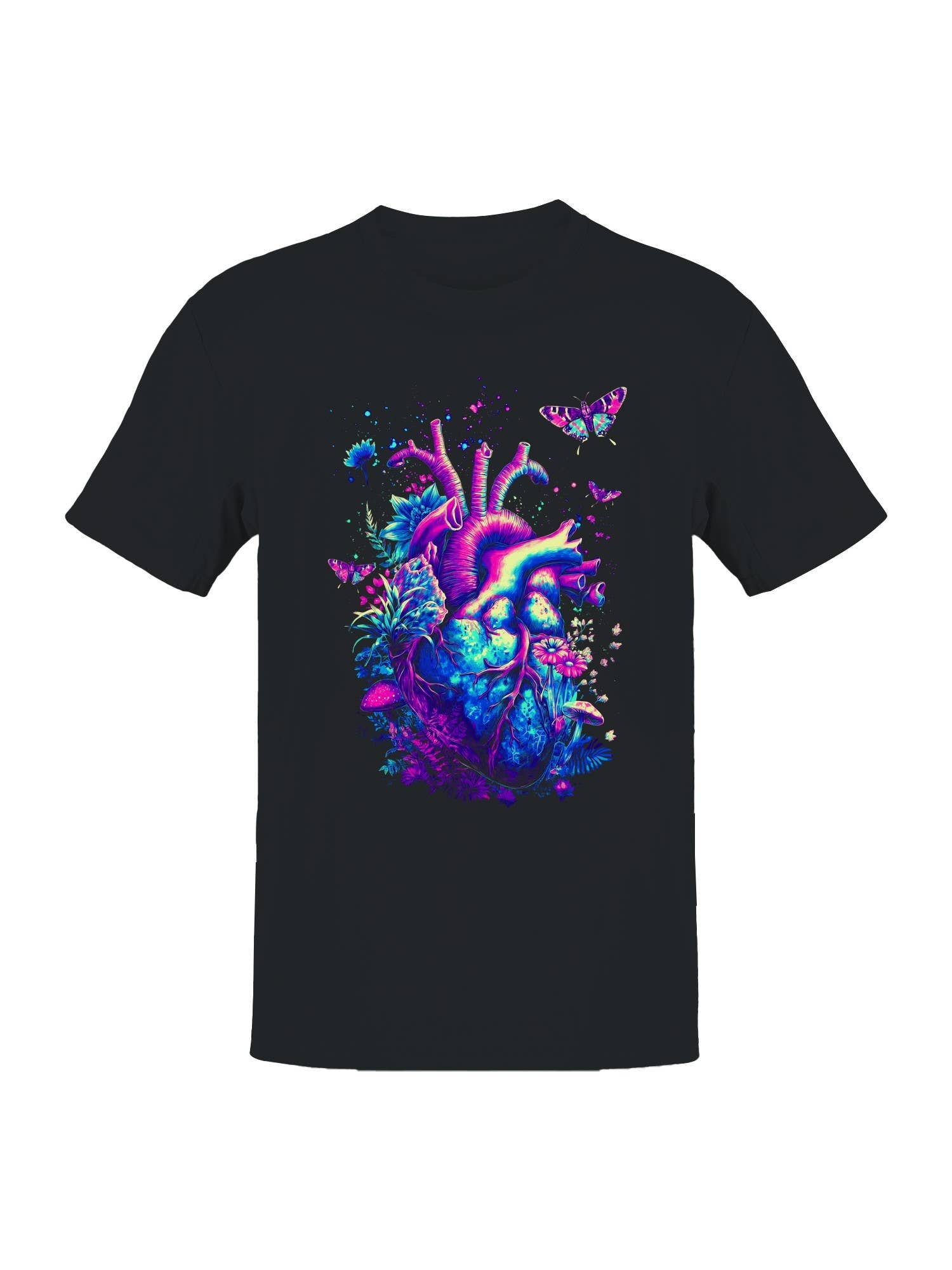 Neon Heart and Nature Fusion Men's T-Shirt Hoodie, Sweatshirt | PodTeesHub.com