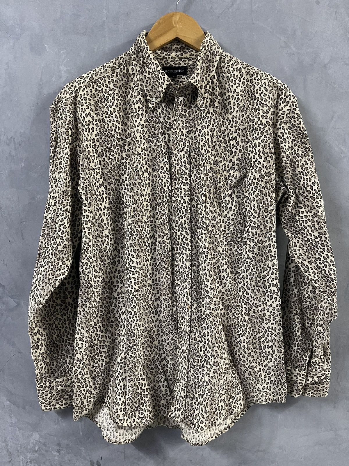 Japanese Brand Acoustic Vintage Leopard Printed Shirt Hoodie, Sweatshirt | PodTeesHub.com