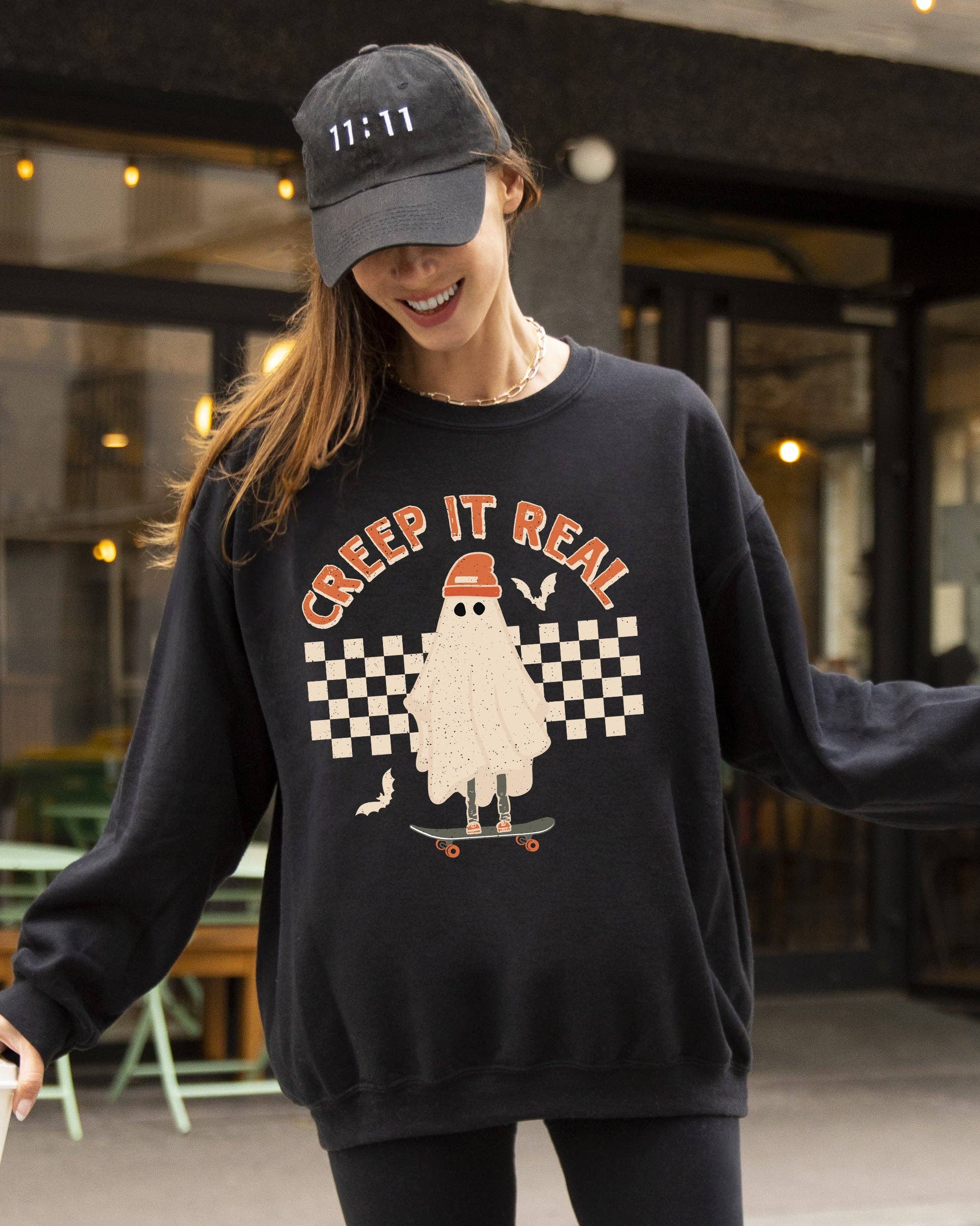 Creep It Real, Retro Ghost, Skeleton, Halloween Sweatshirt T-Shirts, Hoodie | PodTeesHub.com