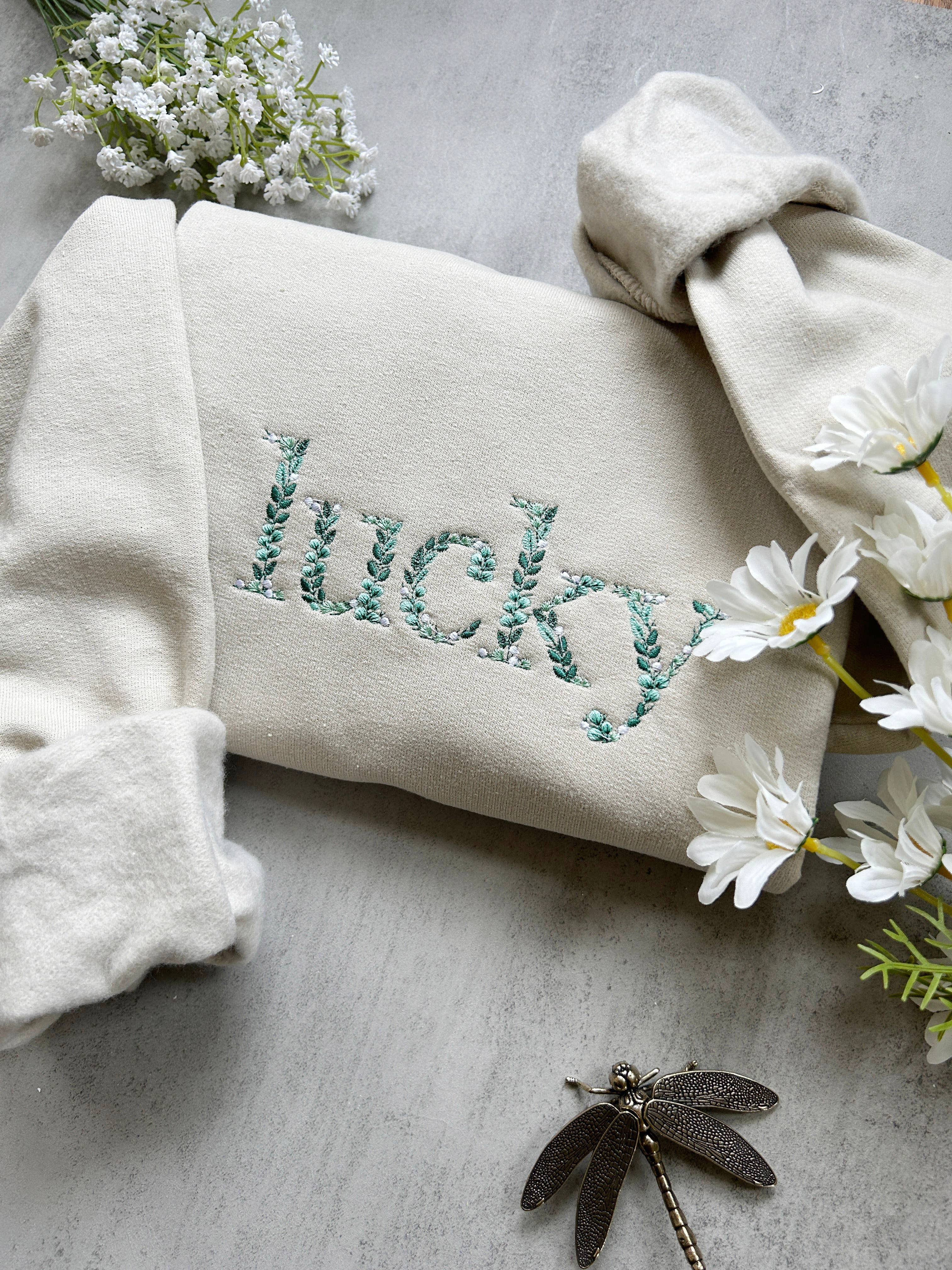 Embroidered Floral Lucky St. Patrick's Day Sweatshirt T-Shirts, Hoodie | PodTeesHub.com