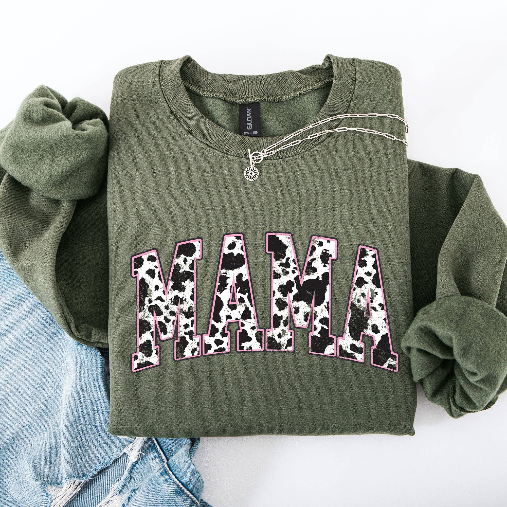 Mama Cow Print, Vintage, Western, Cowboy, Cowgirl Sweatshirt T-Shirts, Hoodie | PodTeesHub.com