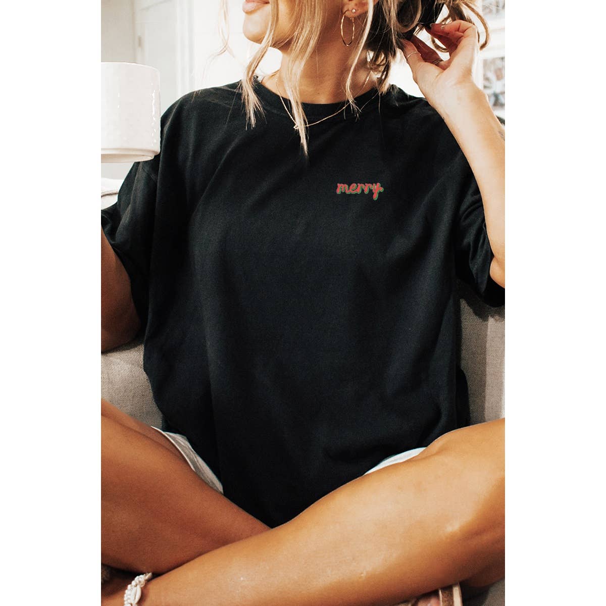 Merry Vintage Graphic Oversized Tee Hoodie, Sweatshirt | PodTeesHub.com