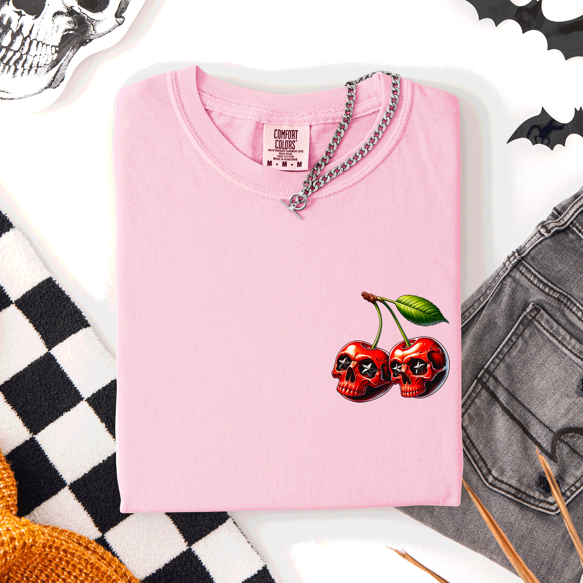 Spooky Skull Cherries, Halloween, Skeleton, Stars T-Shirt Hoodie, Sweatshirt | PodTeesHub.com