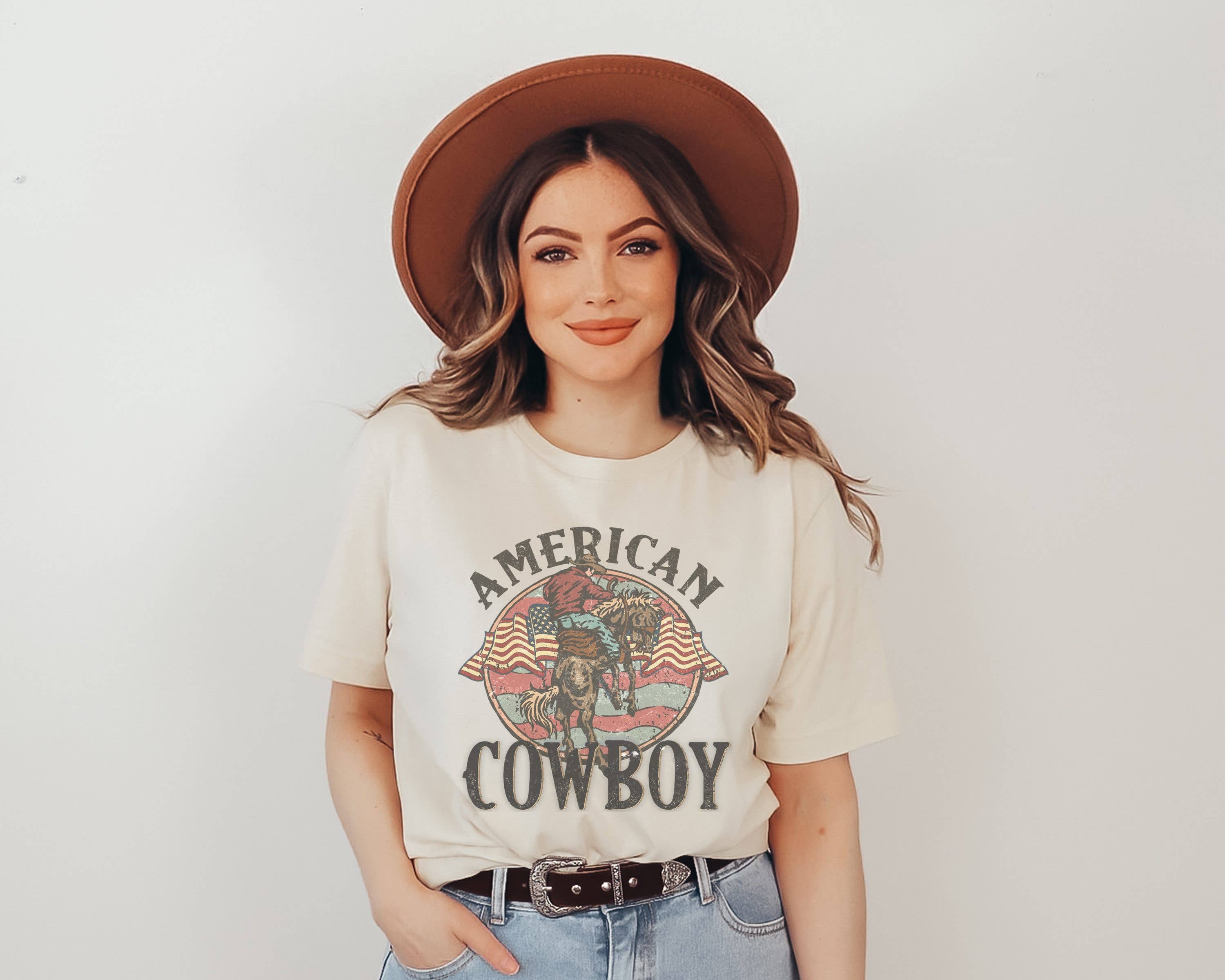 American Cowboy Tee | Patriotic T Shirt | Usa Tee Hoodie, Sweatshirt | PodTeesHub.com