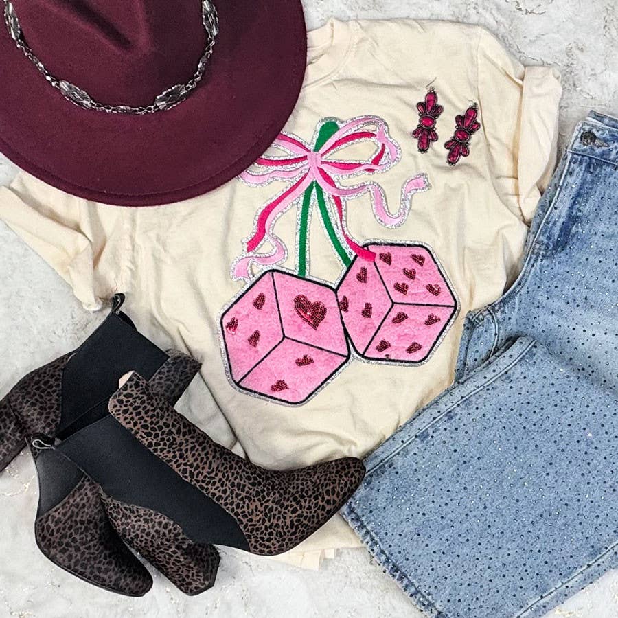 Dice Cherry Fluffy Tee Hoodie, Sweatshirt | PodTeesHub.com