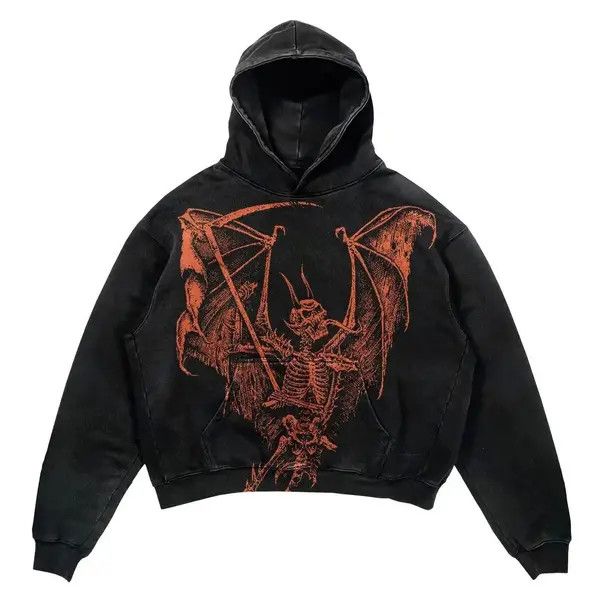 Vibe Vintage Streetwear Skeleton Graphic Hoodie Punk Gothic Style T-Shirts, Sweatshirt | PodTeesHub.com
