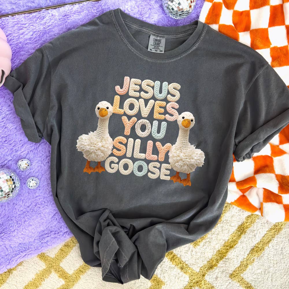 Faux Yarn Jesus Loves You, Silly Goose Tee Hoodie, Sweatshirt | PodTeesHub.com