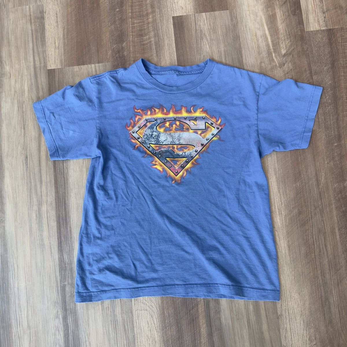 Vintage Y2k Flames Superman Tshirt Small Hoodie, Sweatshirt | PodTeesHub.com